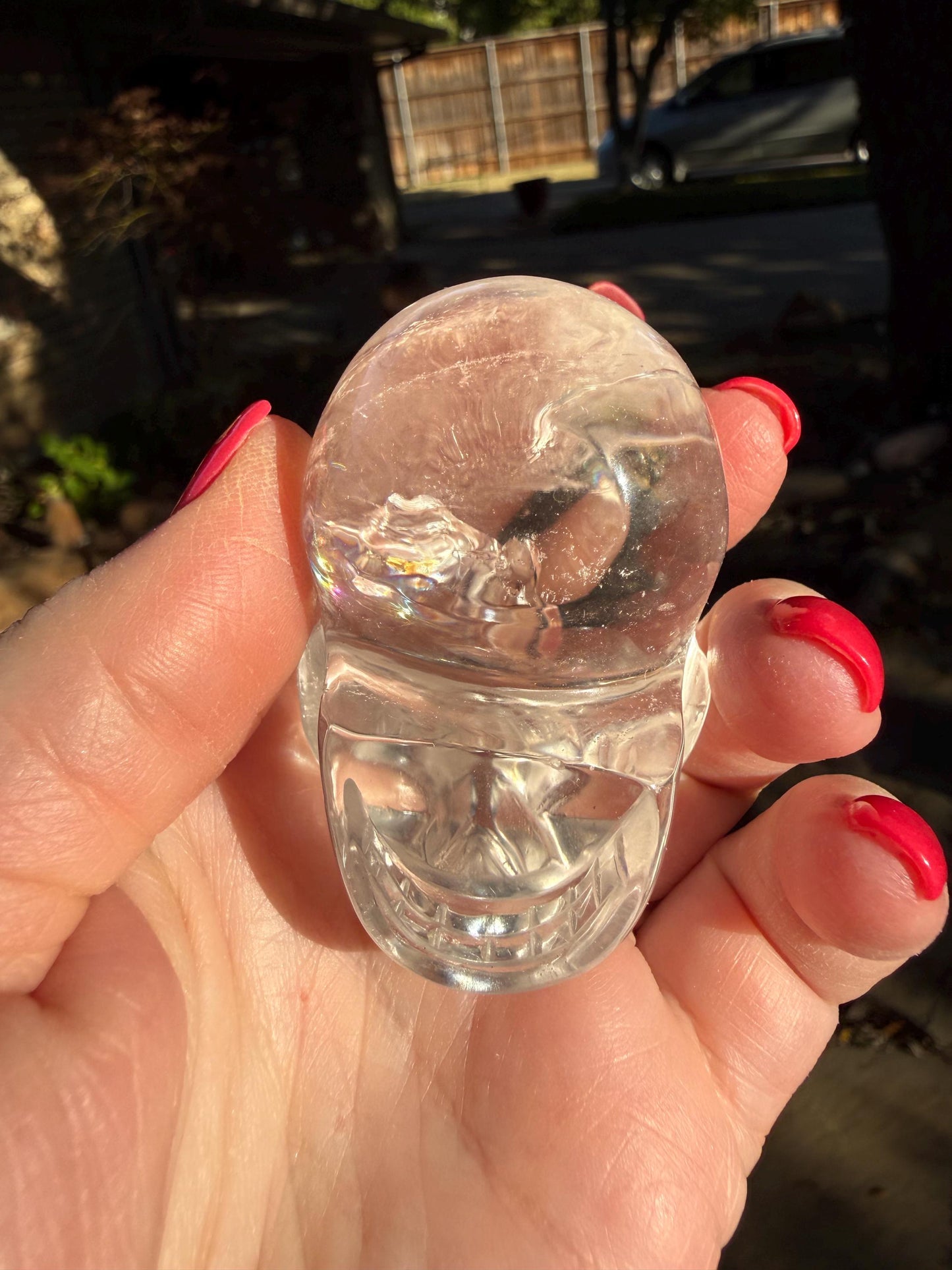 Lemurian Quartz stunning skull carving, high vibration crystals, altar, 2.25”