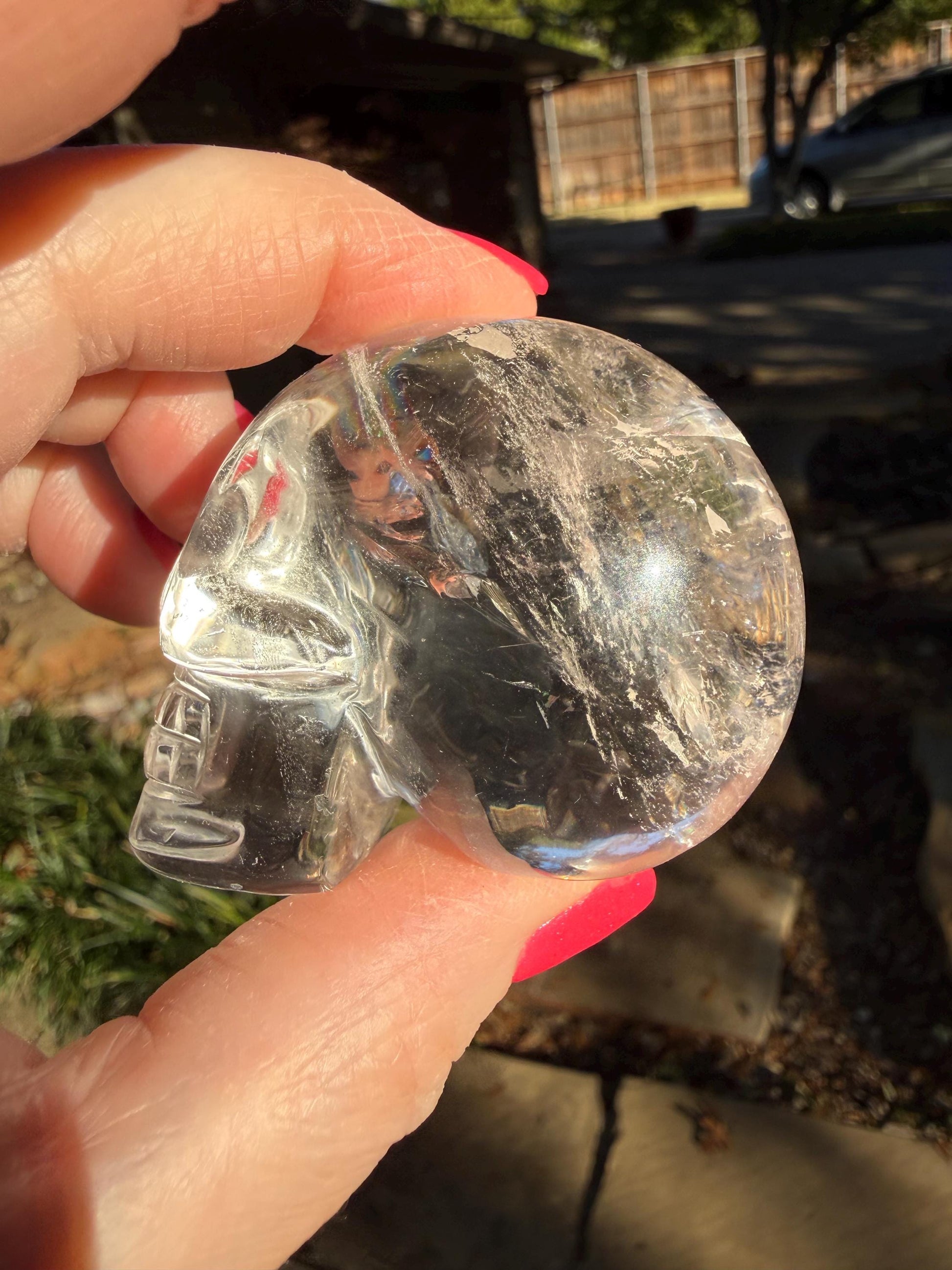 Lemurian Quartz stunning skull carving, high vibration crystals, altar, 2.25”