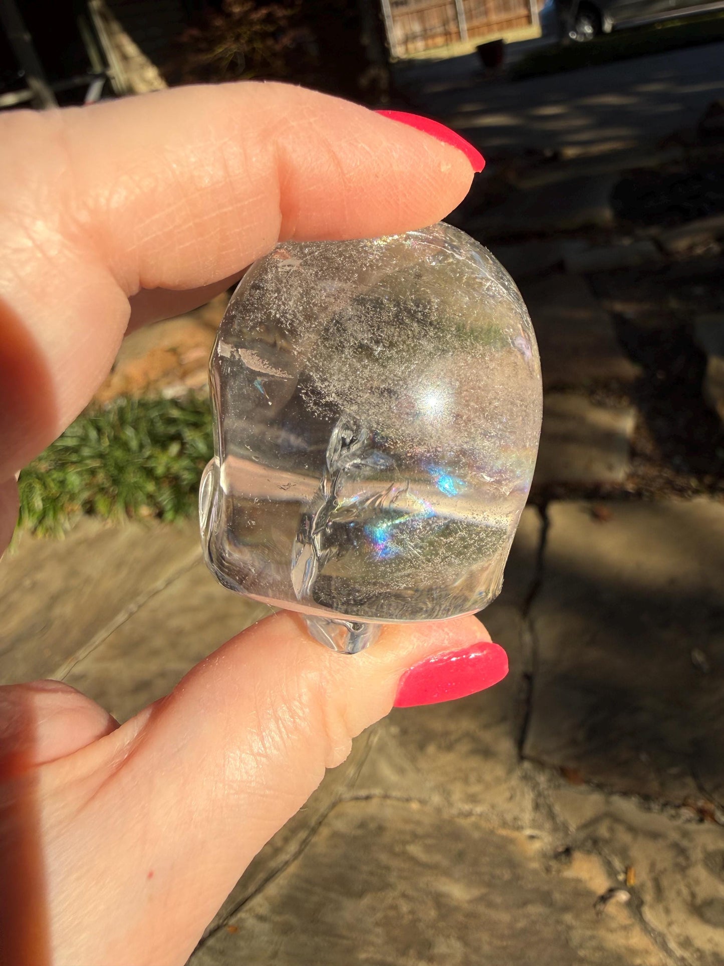 Lemurian Quartz stunning skull carving, high vibration crystals, altar, 2.25”