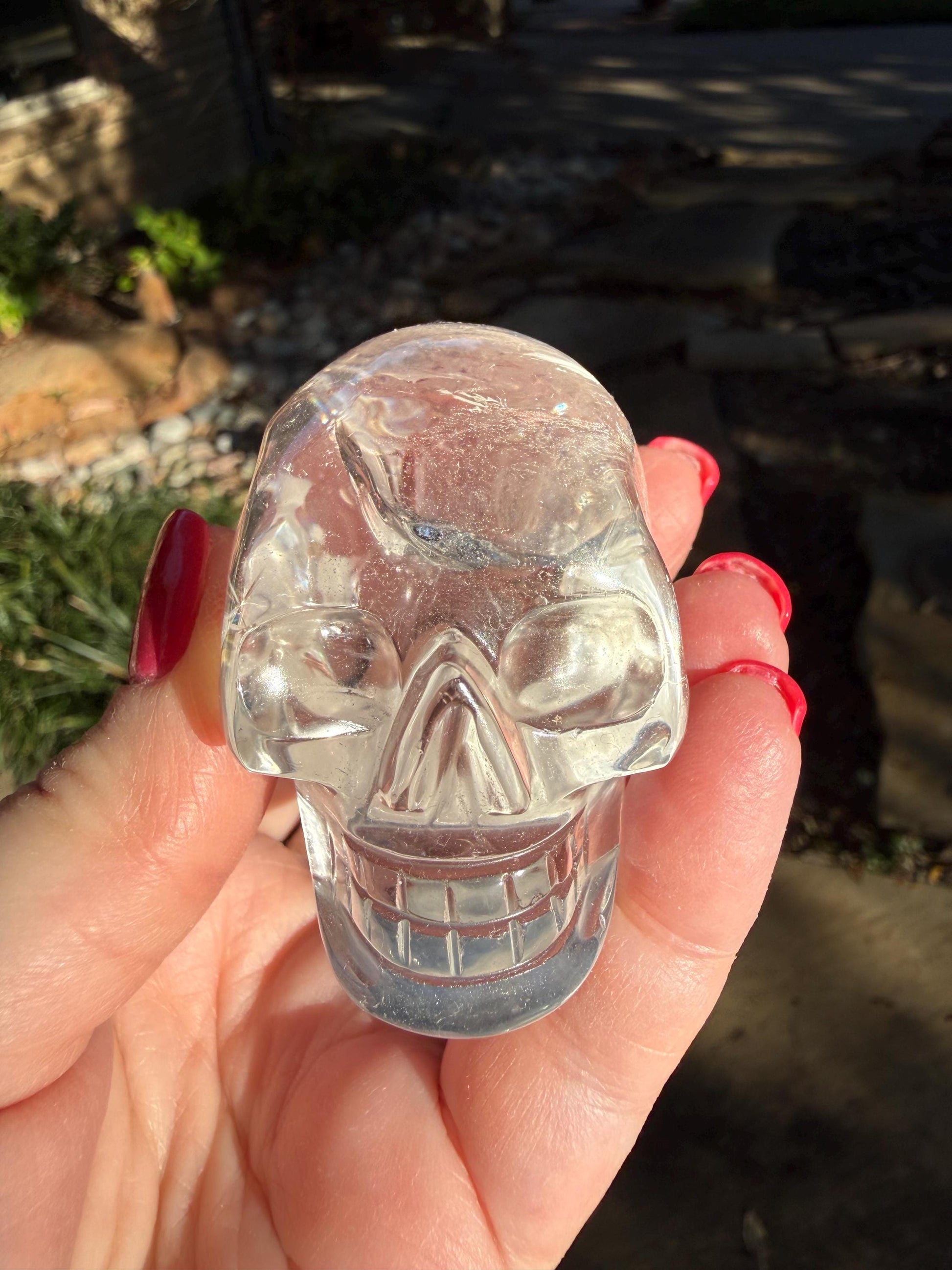 Lemurian Quartz stunning skull carving, high vibration crystals, altar, 2.25”