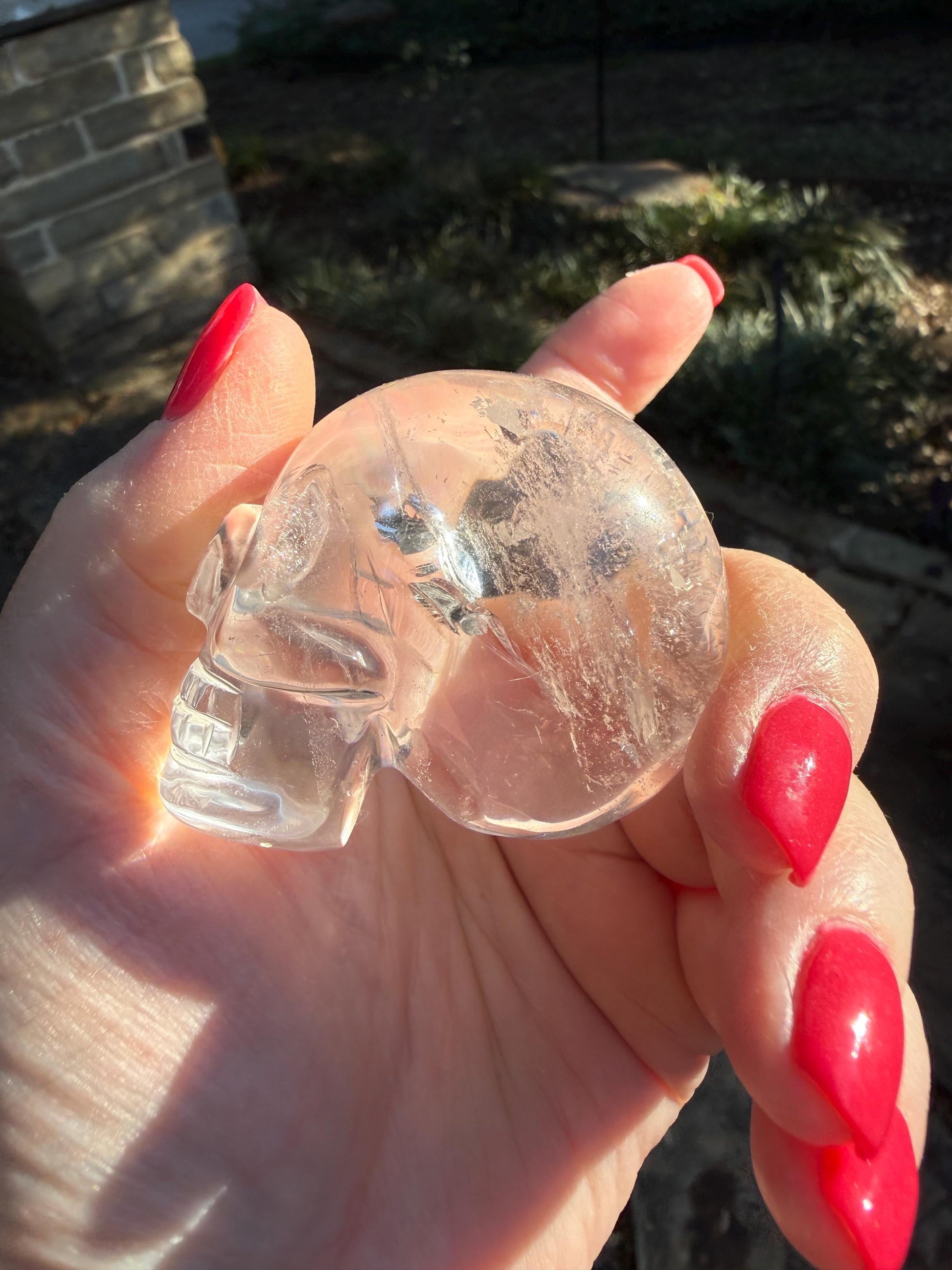 Lemurian Quartz stunning skull carving, high vibration crystals, altar, 2.25”