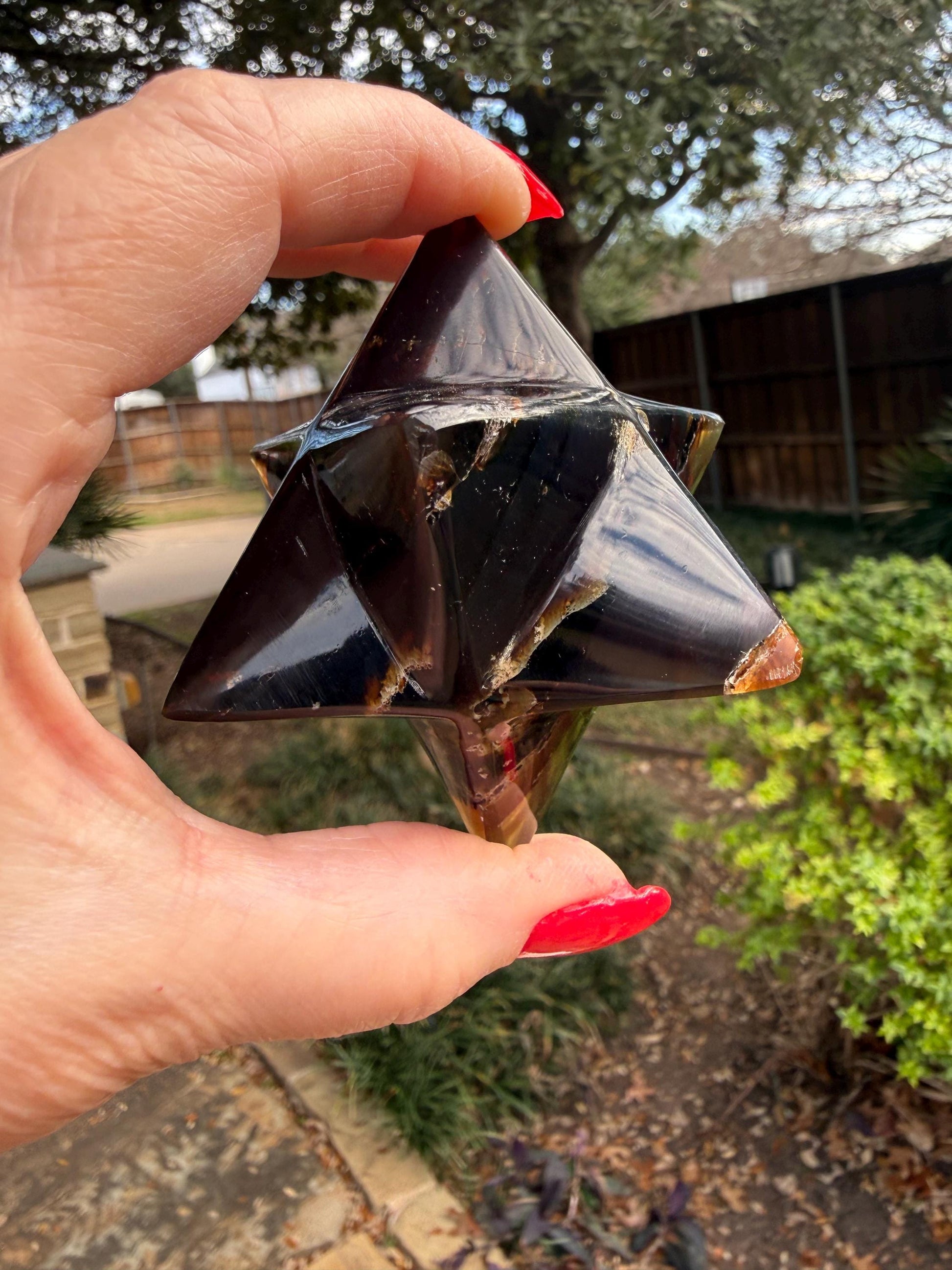 Rare Brown Amber Merkaba, Glorious Beautiful Amazing Color, altar, gift, new, 3”, healing crystals