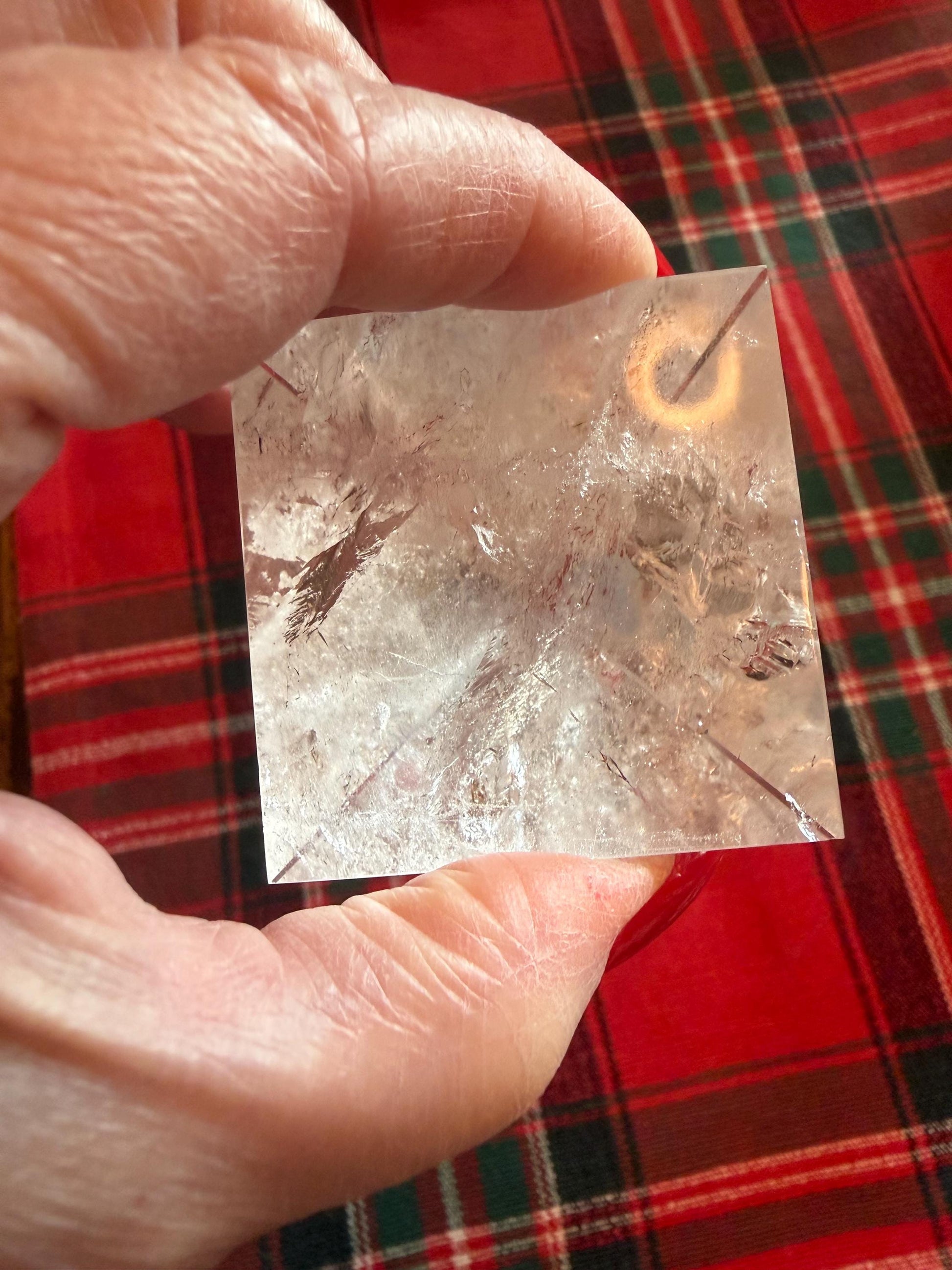 Lemurian Quartz Pyramid, new, 2”, Polished cut carving, rainbows, fine, Lemurian healing, high vibration crystals