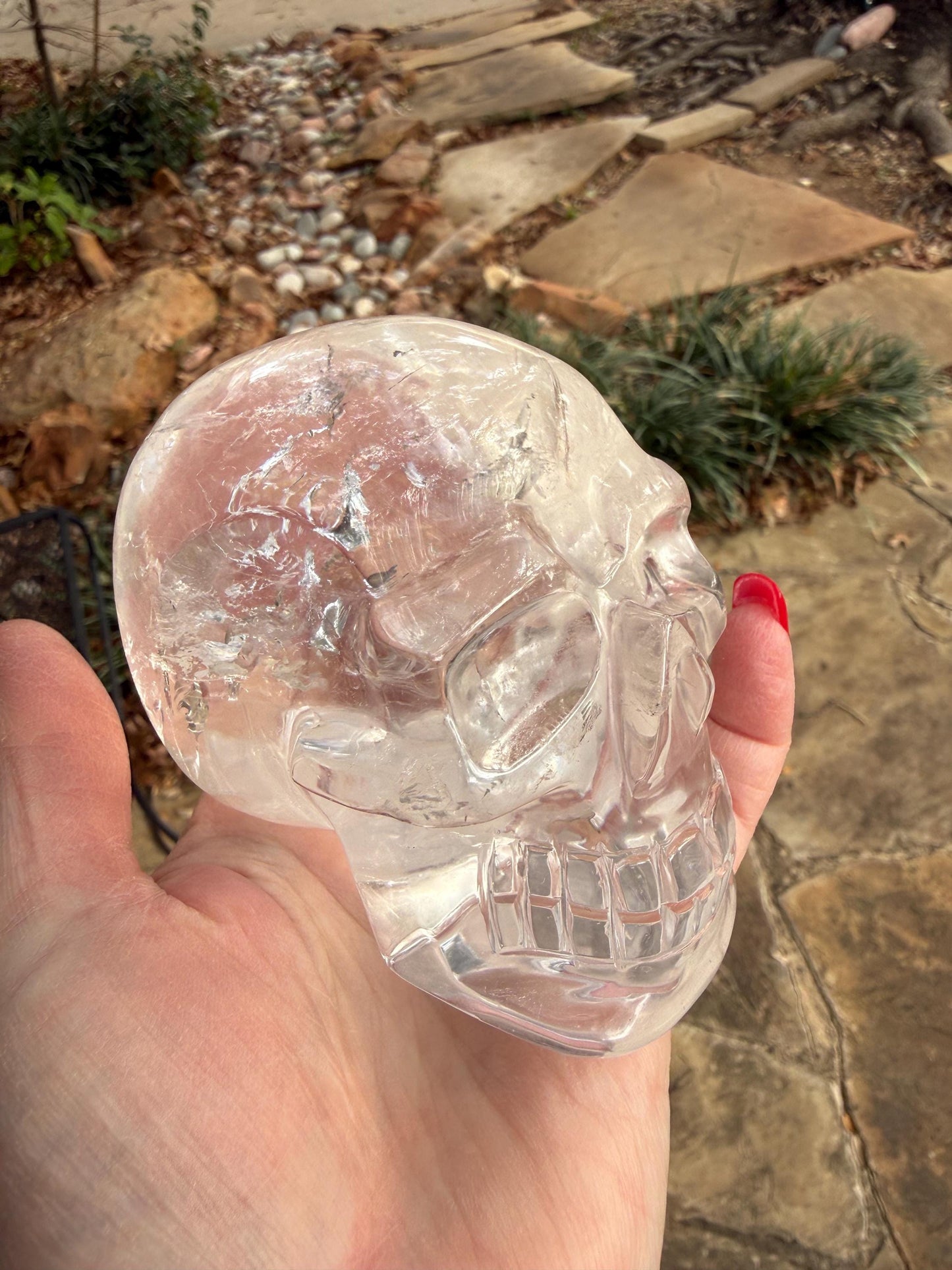 4” Lemurian Quartz stunning skull carving, high vibration crystals, altar, King Arthur