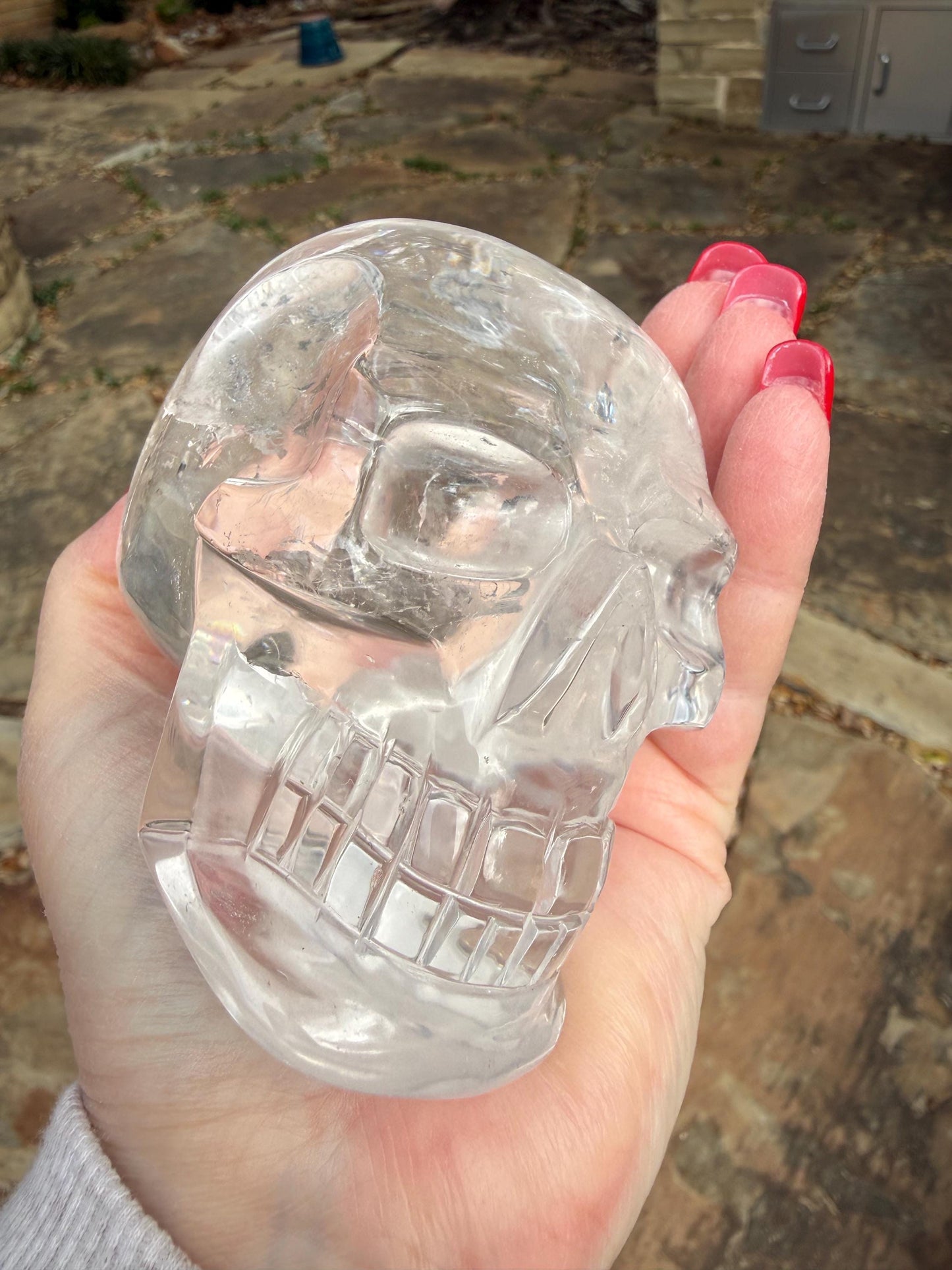 4” Lemurian Quartz stunning skull carving, high vibration crystals, altar, King Arthur