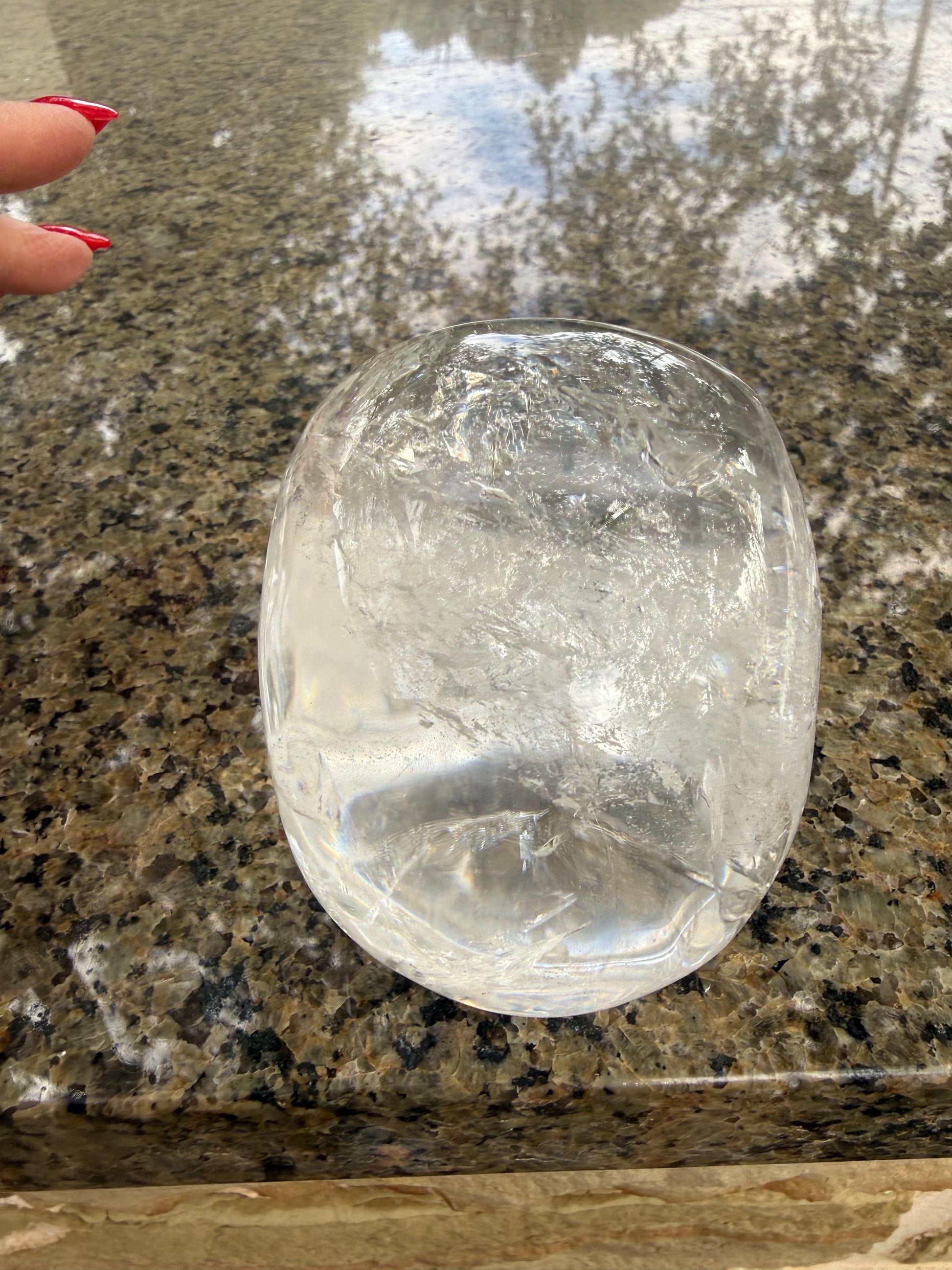 4” Lemurian Quartz stunning skull carving, high vibration crystals, altar, King Arthur