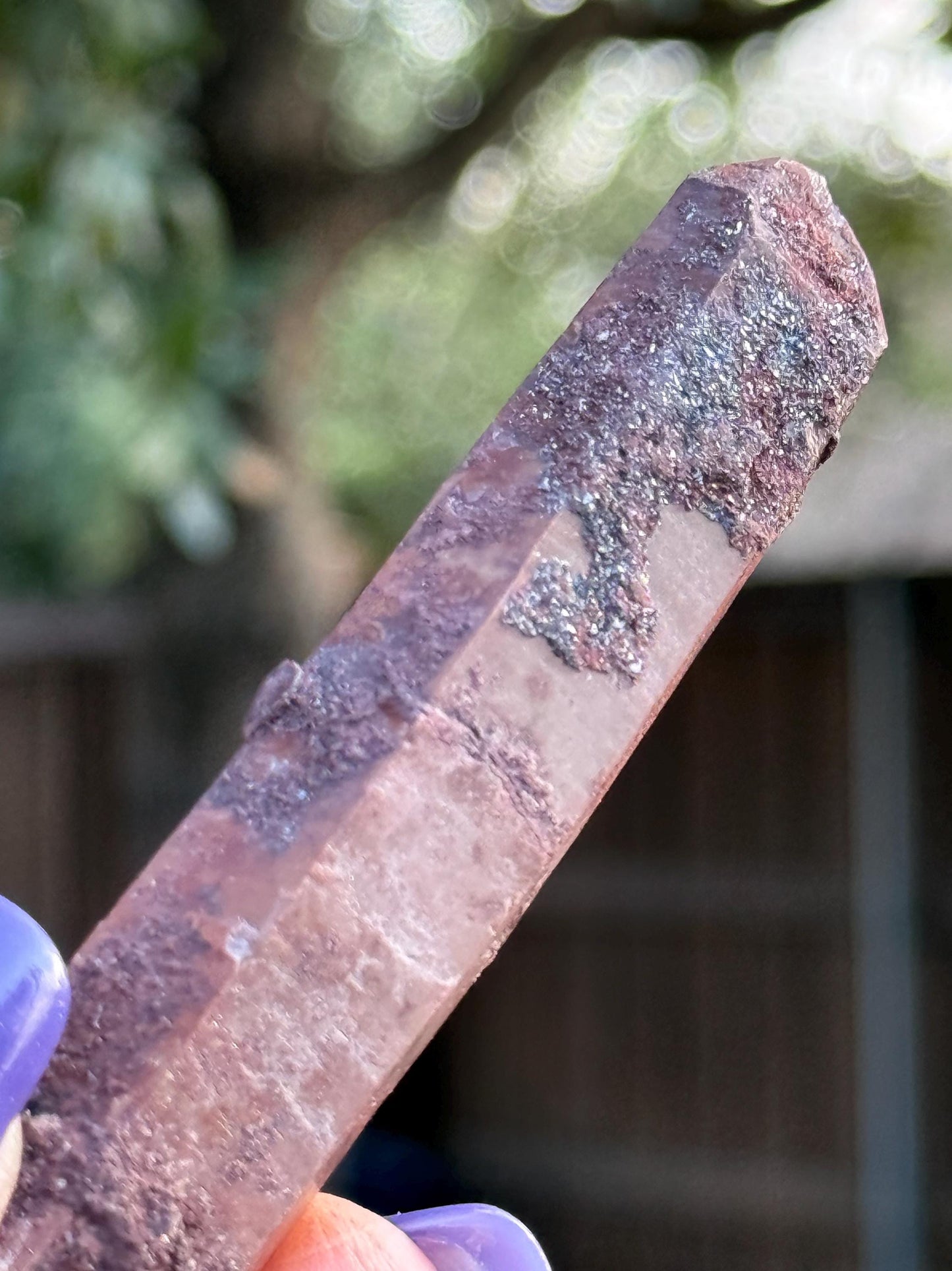 Purple Dragon Lemurian Wand, new, high quality, striations, crystal healing, 3.3”, hematite, premium