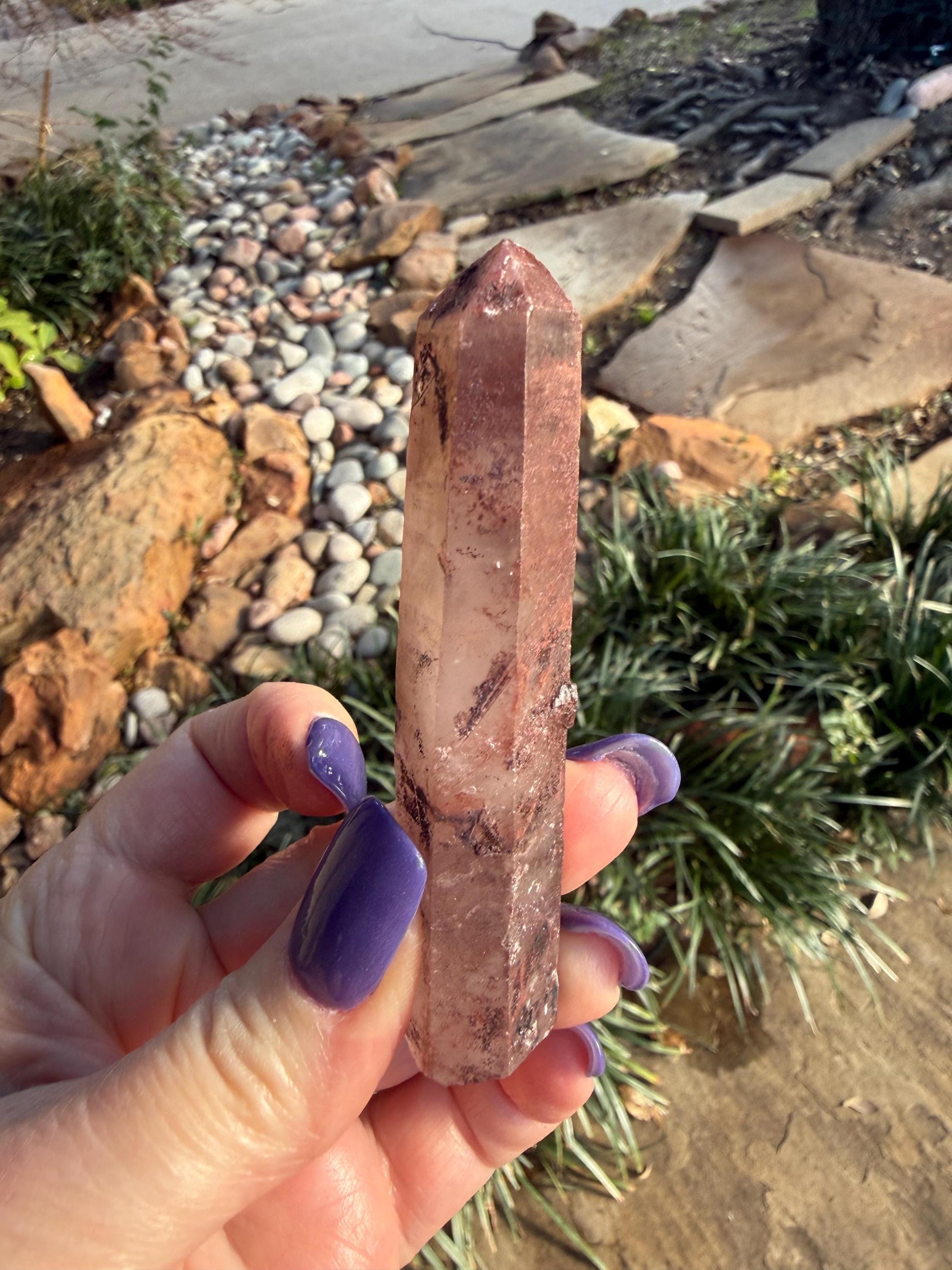Purple Dragon Lemurian Wand, new, high quality, striations, crystal healing, 3.3”, hematite, premium