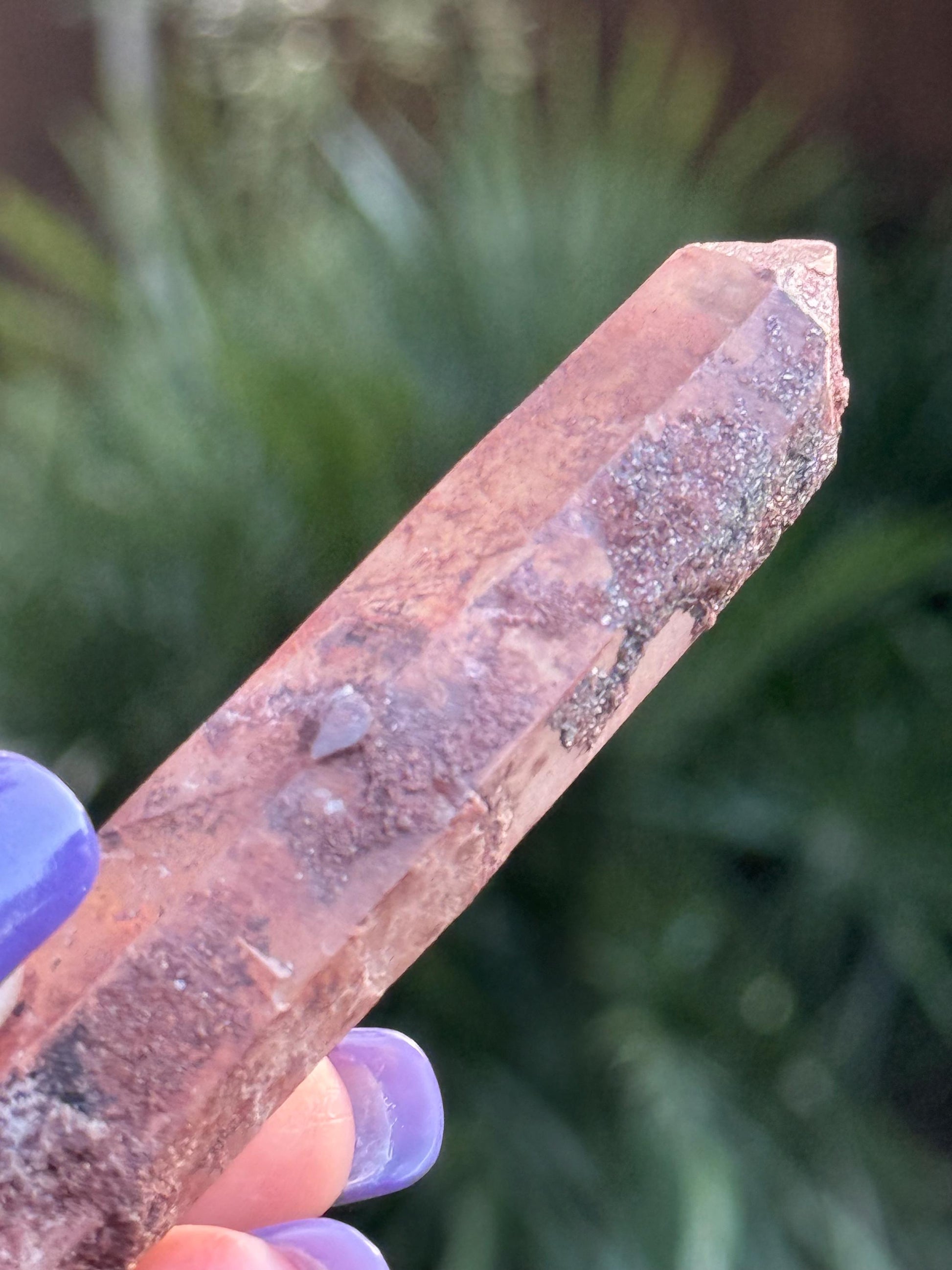 Purple Dragon Lemurian Wand, new, high quality, striations, crystal healing, 3.3”, hematite, premium