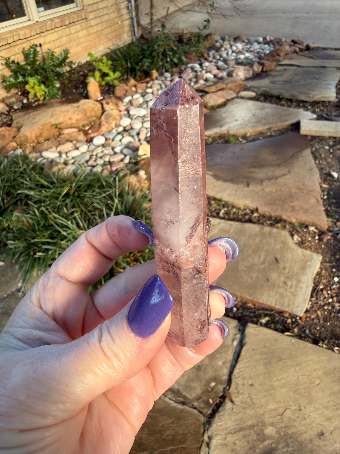Purple Dragon Lemurian Wand, new, high quality, striations, crystal healing, 3.3”, hematite, premium