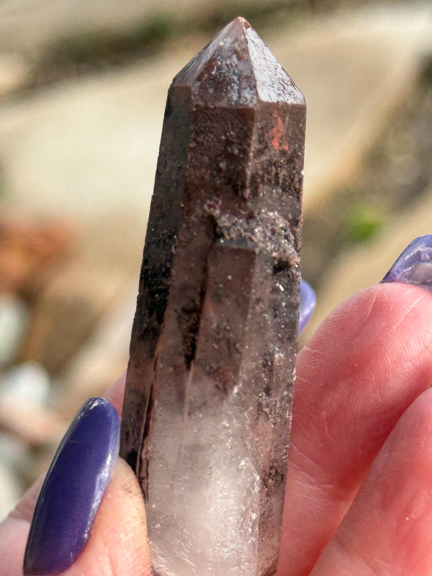 Purple Dragon Lemurian Wand, new, high quality, striations, crystal healing, 2.5”, hematite, premium