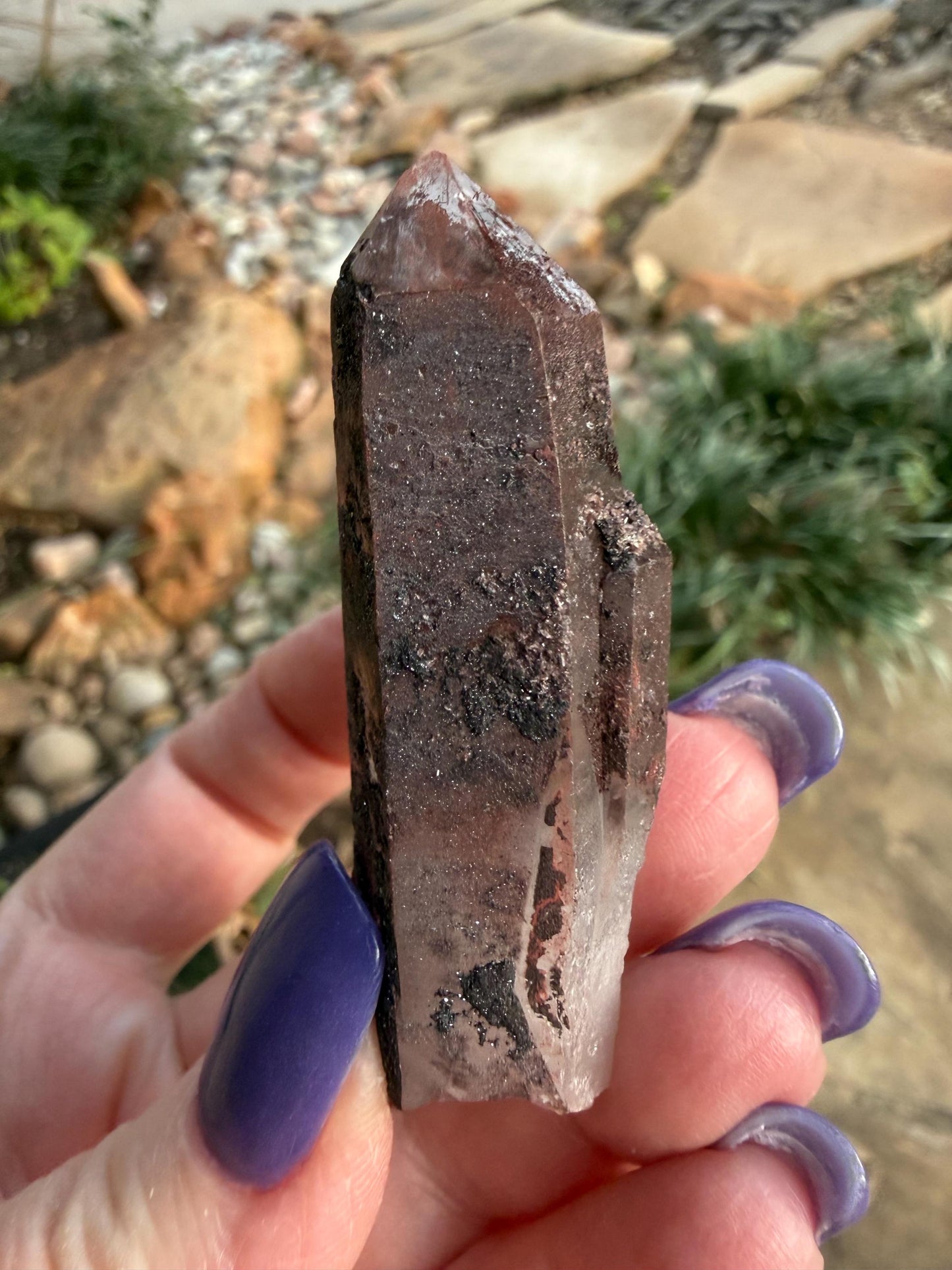 Purple Dragon Lemurian Wand, new, high quality, striations, crystal healing, 2.5”, hematite, premium