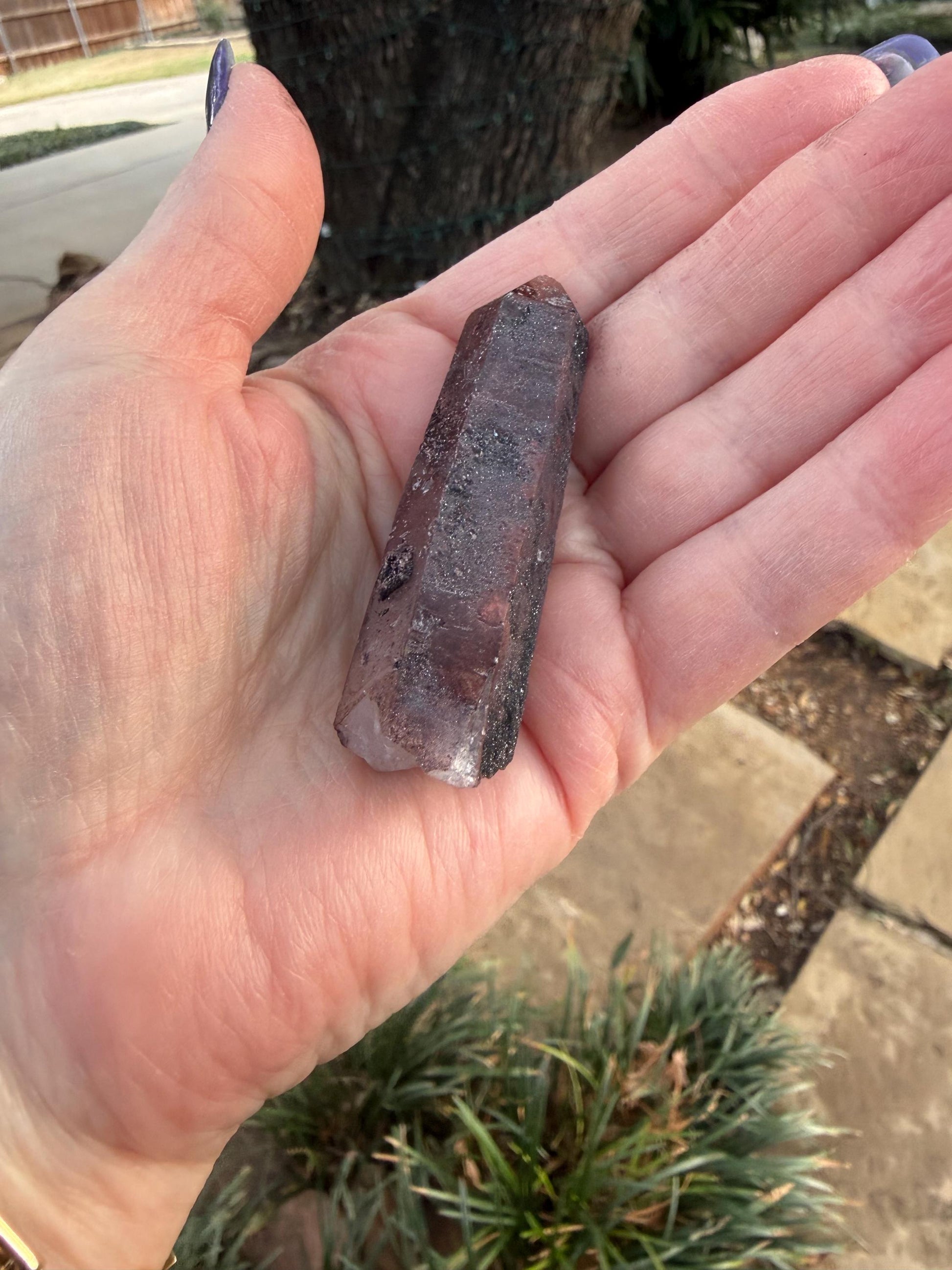 Purple Dragon Lemurian Wand, new, high quality, striations, crystal healing, 2.5”, hematite, premium