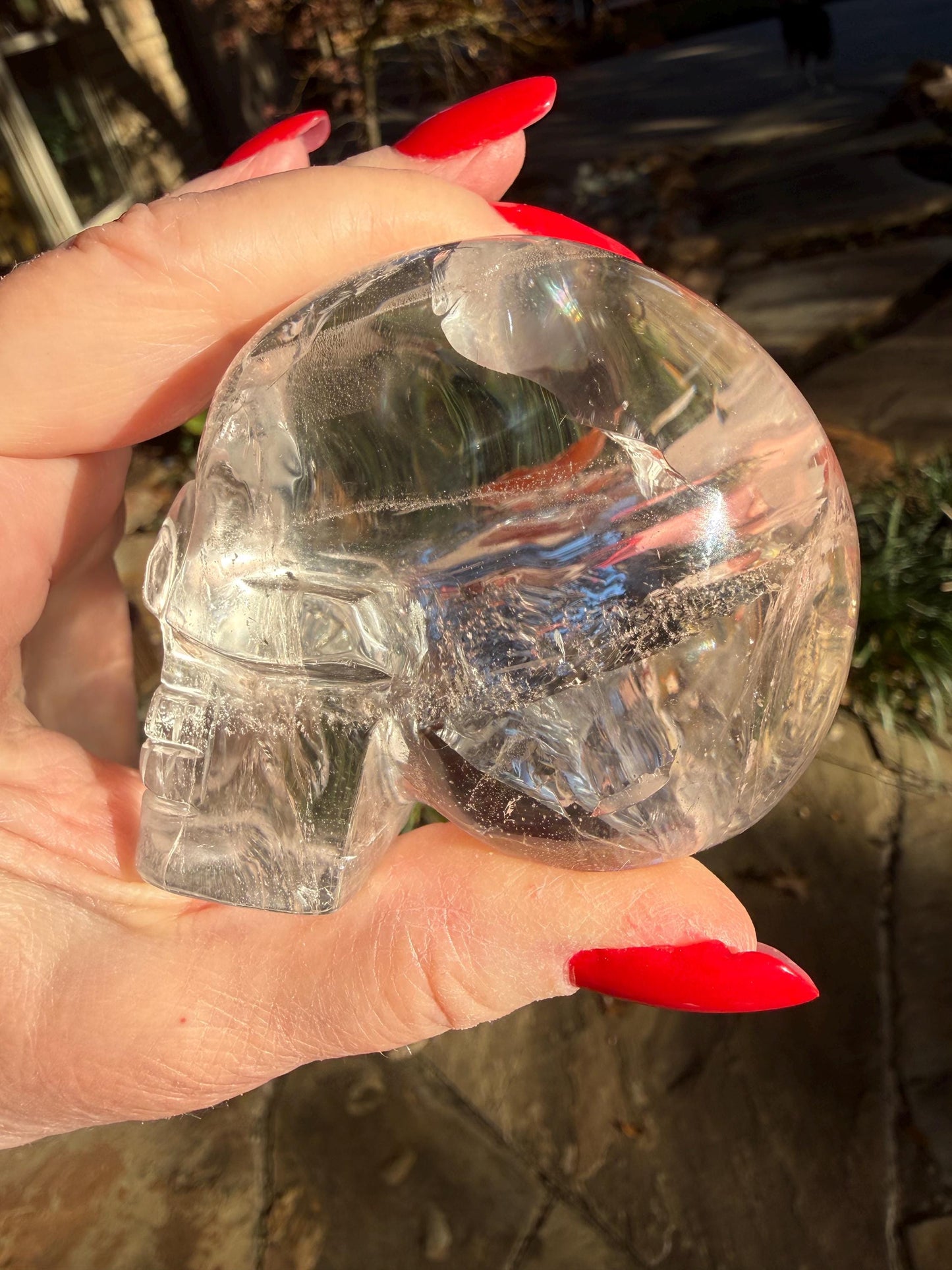 Lemurian Quartz stunning skull carving, high vibration crystals, altar, 2.75”