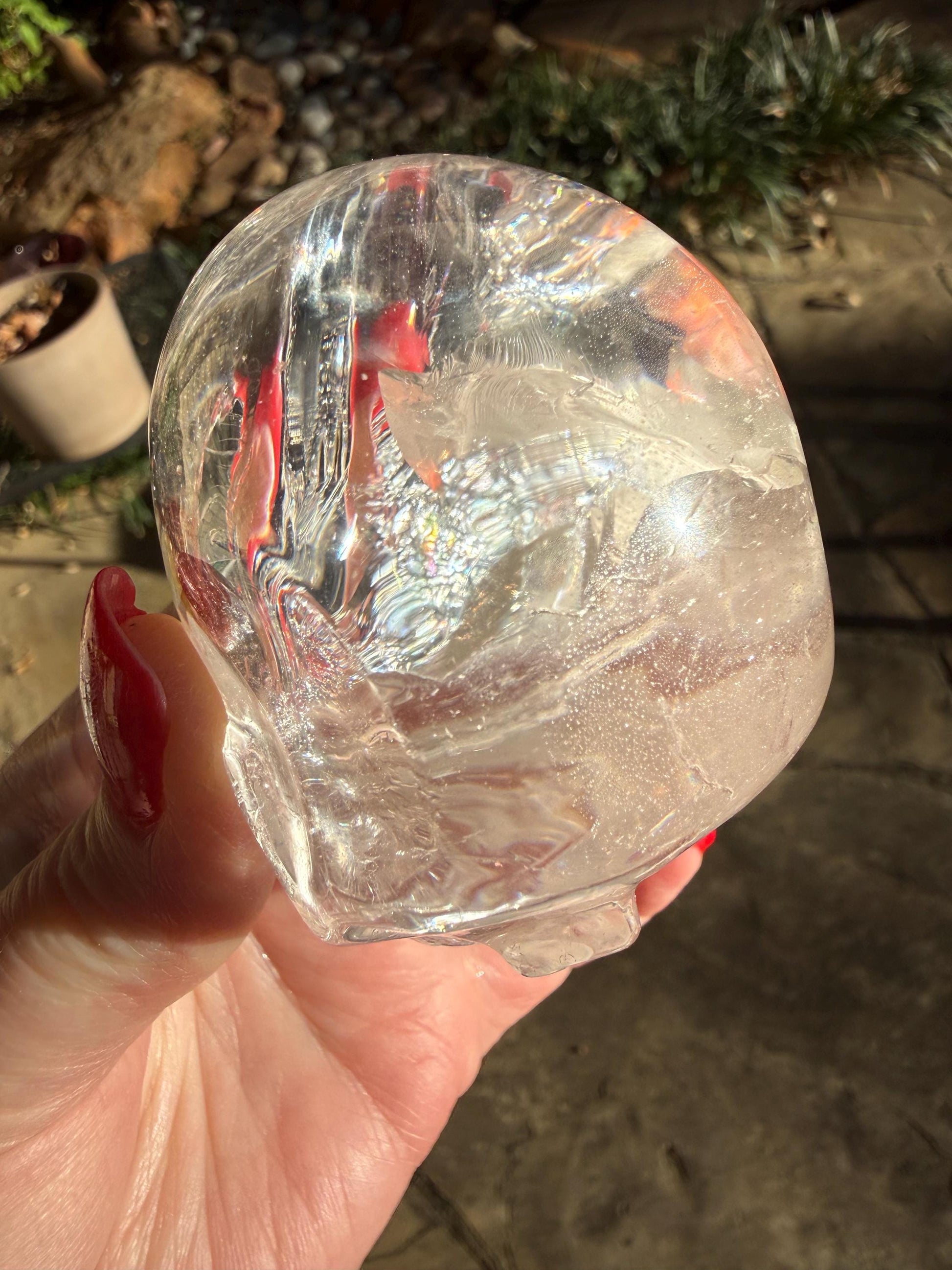 Lemurian Quartz stunning skull carving, high vibration crystals, altar, 2.75”