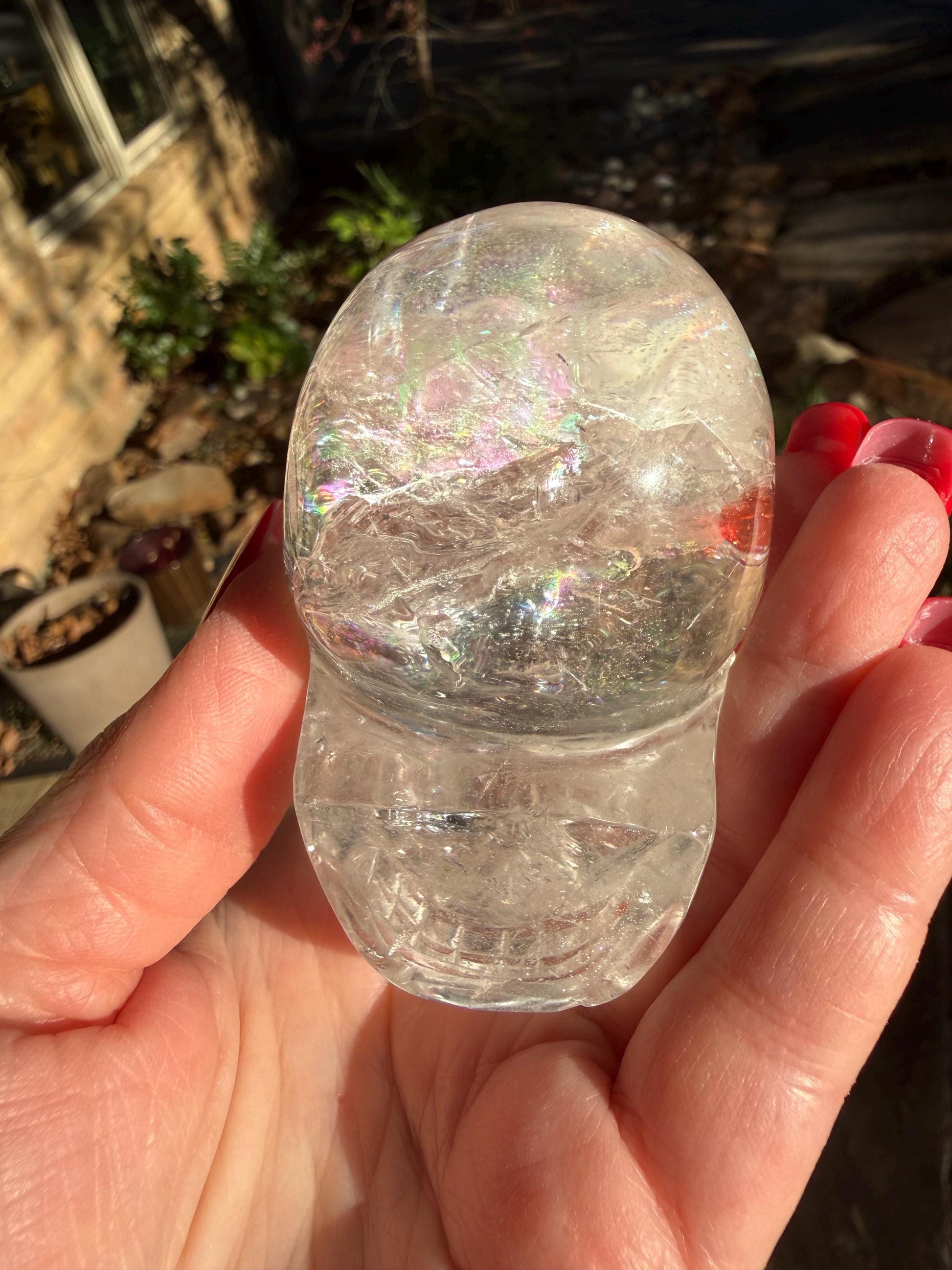 Lemurian Quartz stunning skull carving, high vibration crystals, altar, 2.75”