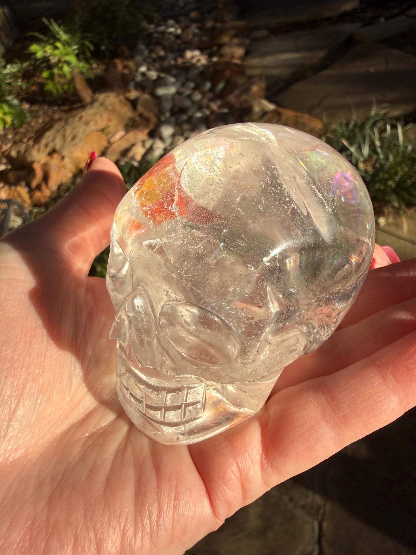 Lemurian Quartz stunning skull carving, high vibration crystals, altar, 2.75”