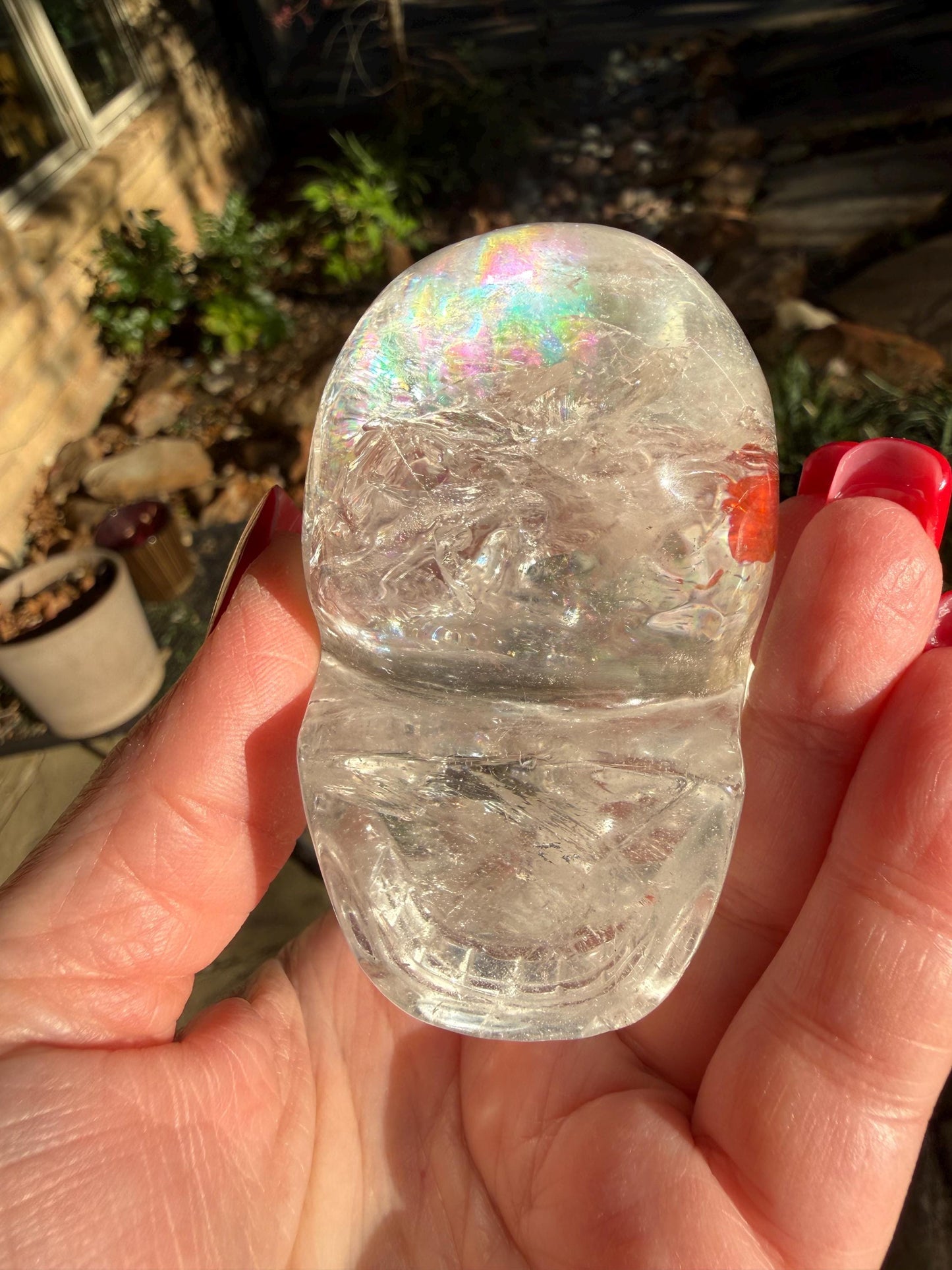 Lemurian Quartz stunning skull carving, high vibration crystals, altar, 2.75”
