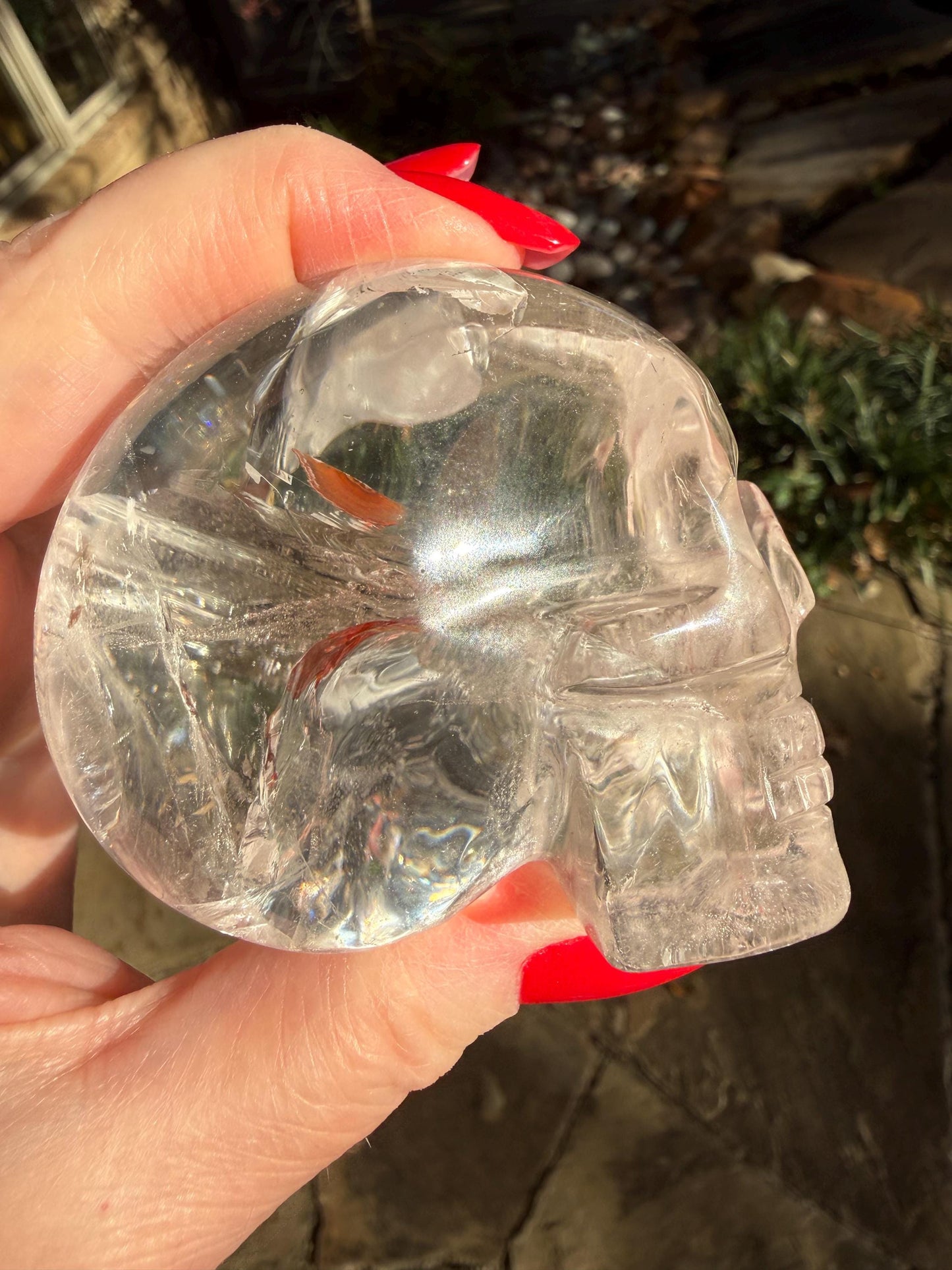 Lemurian Quartz stunning skull carving, high vibration crystals, altar, 2.75”
