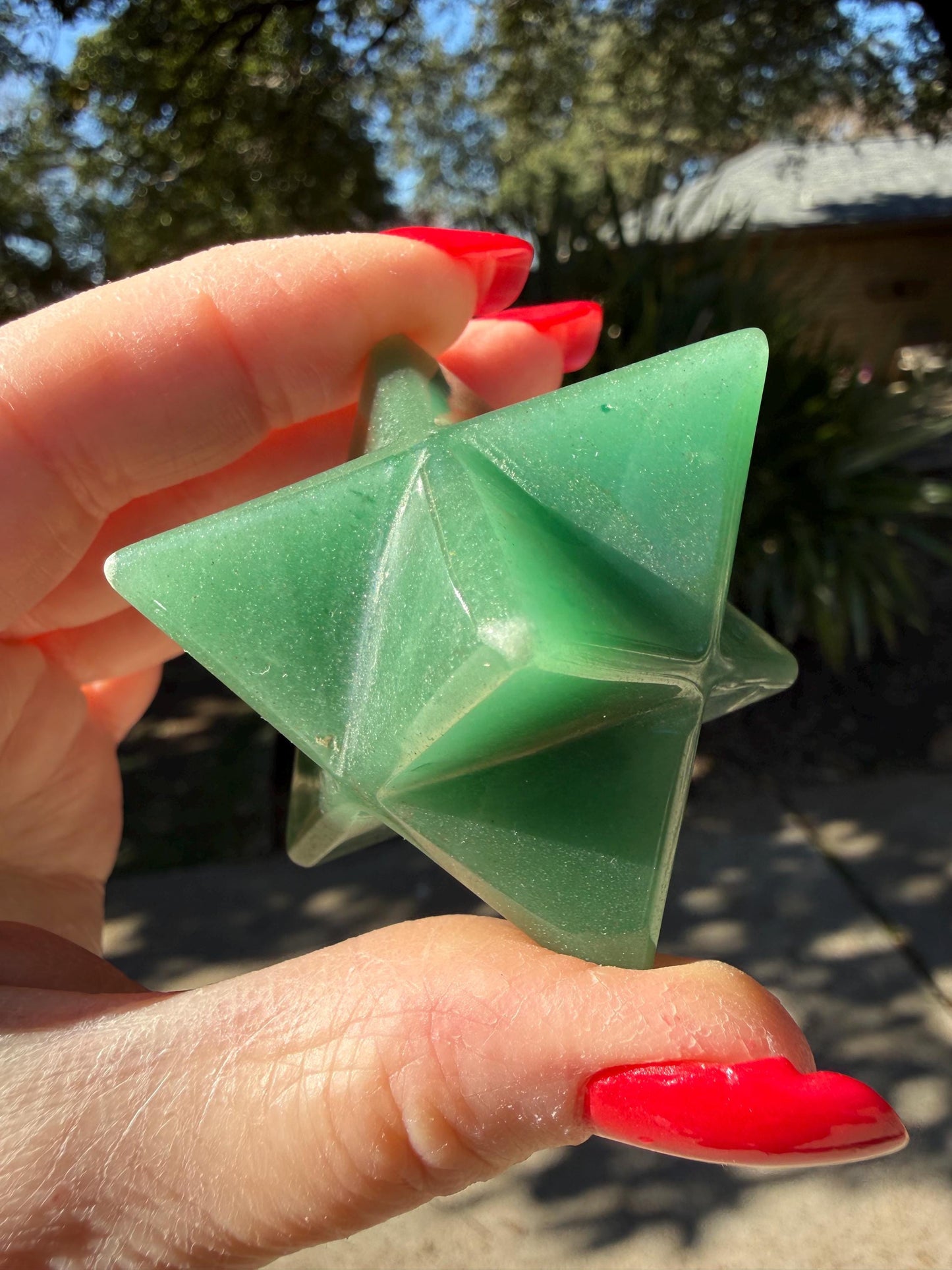 Green Aventurine Merkaba Star, New, Gifts, abundance, high vibration crystal healing, 2.5”