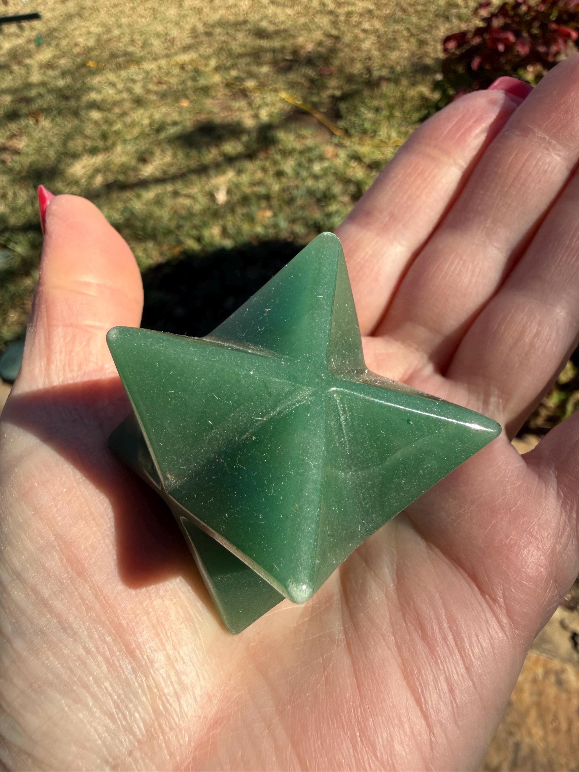 Green Aventurine Merkaba Star, New, Gifts, abundance, high vibration crystal healing, 2.5”