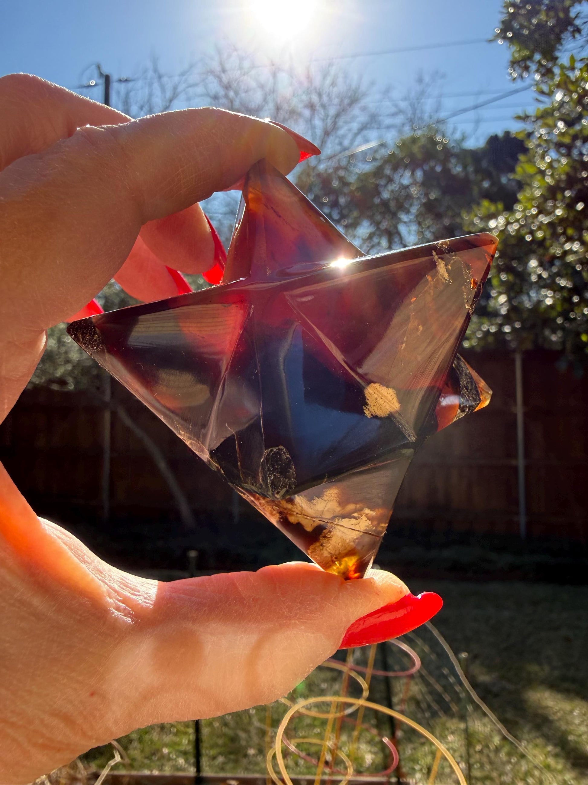 Rare Brown Amber Merkaba, Glorious Beautiful Amazing Color, altar, gift, new, 3.25”, healing crystals