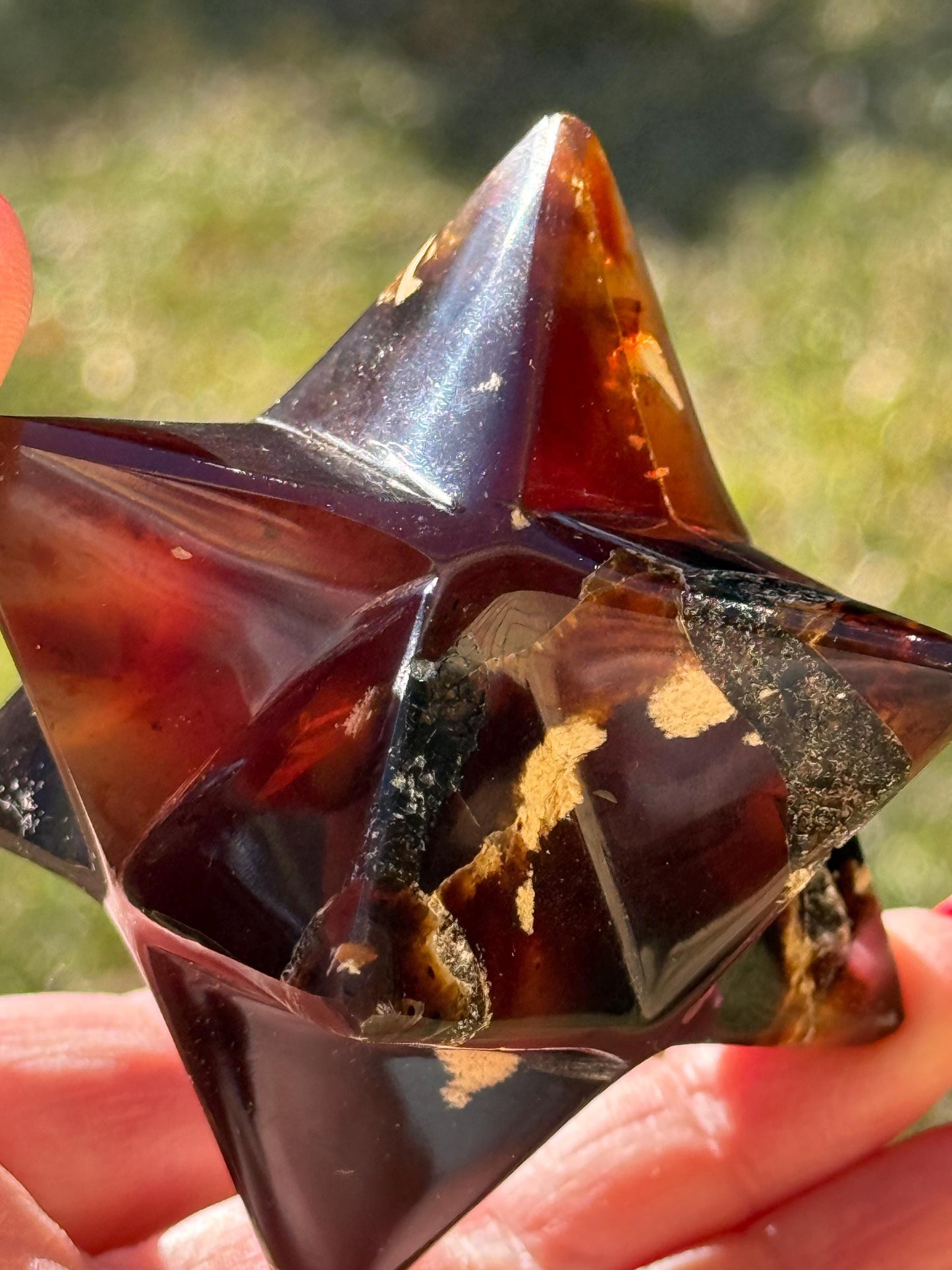 Rare Brown Amber Merkaba, Glorious Beautiful Amazing Color, altar, gift, new, 3.25”, healing crystals