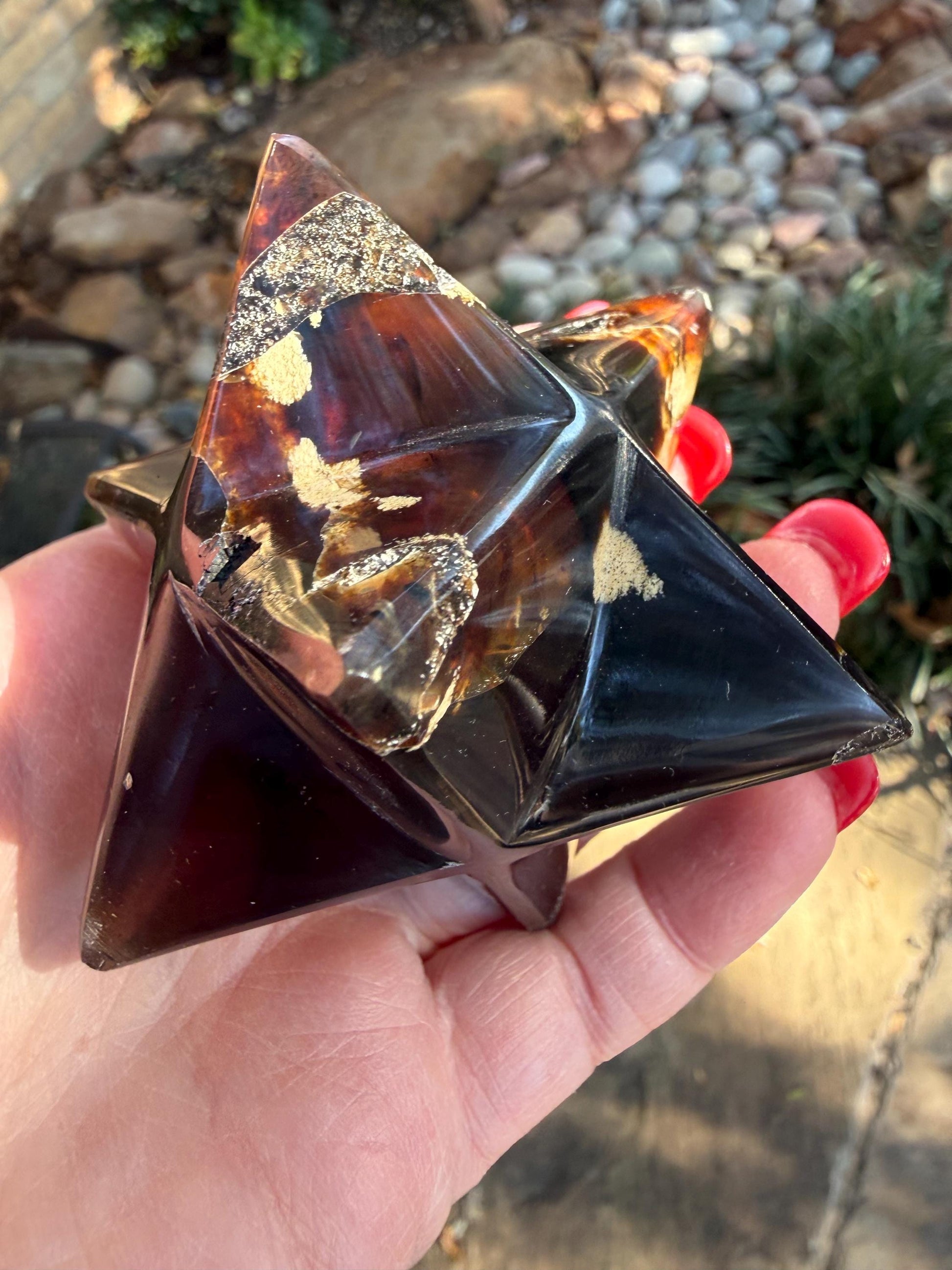 Rare Brown Amber Merkaba, Glorious Beautiful Amazing Color, altar, gift, new, 3.25”, healing crystals
