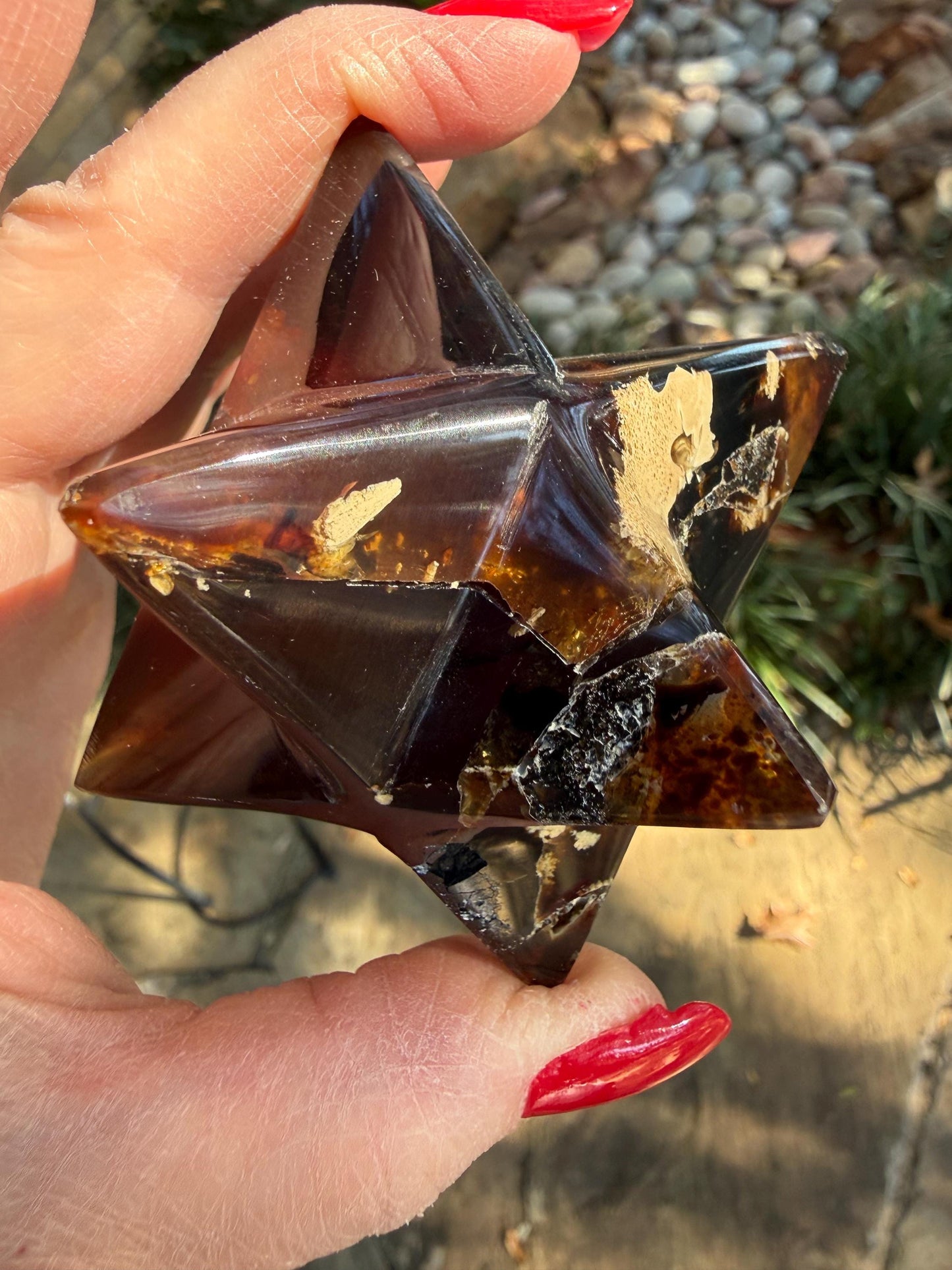 Rare Brown Amber Merkaba, Glorious Beautiful Amazing Color, altar, gift, new, 3.25”, healing crystals