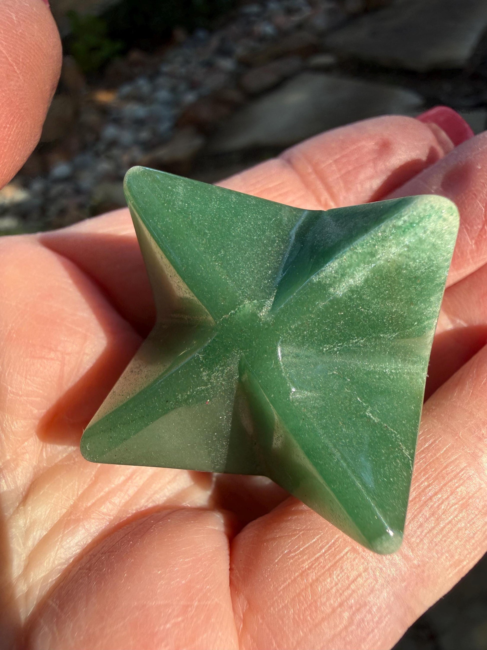 Green Aventurine Merkaba Star, New, Gifts, abundance, high vibration crystal healing, 1.75”