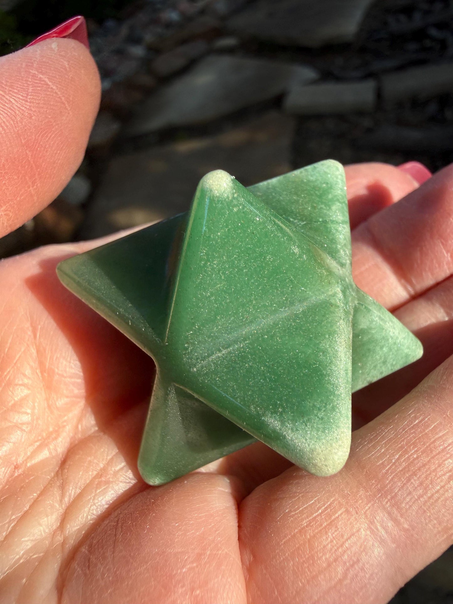 Green Aventurine Merkaba Star, New, Gifts, abundance, high vibration crystal healing, 1.75”