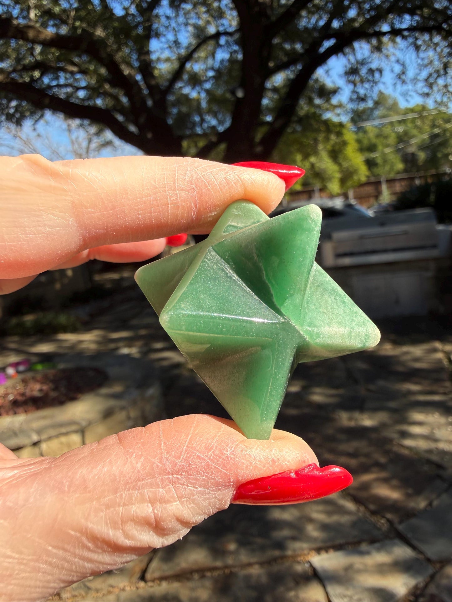 Green Aventurine Merkaba Star, New, Gifts, abundance, high vibration crystal healing, 1.75”
