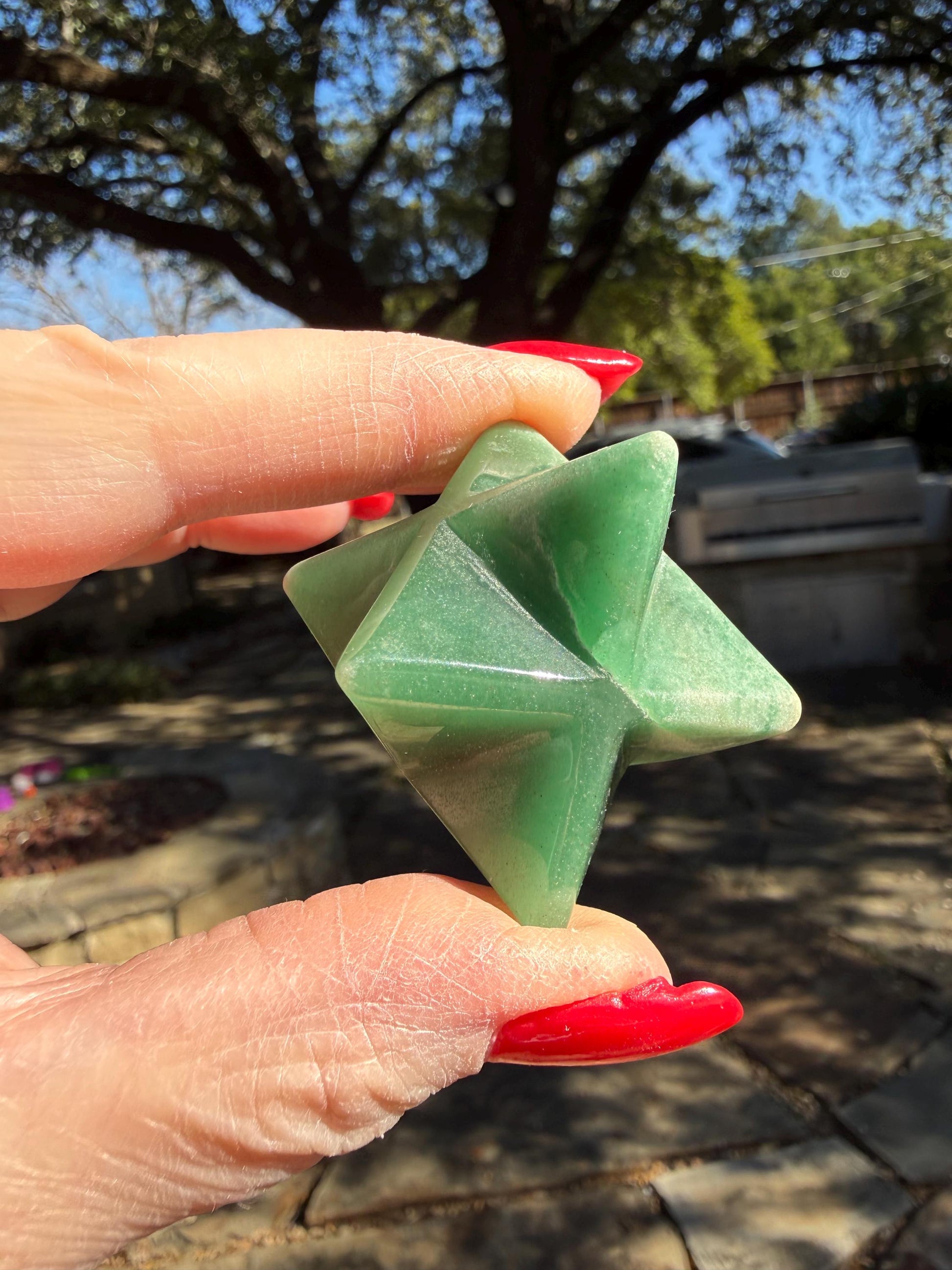 Green Aventurine Merkaba Star, New, Gifts, abundance, high vibration crystal healing, 1.75”