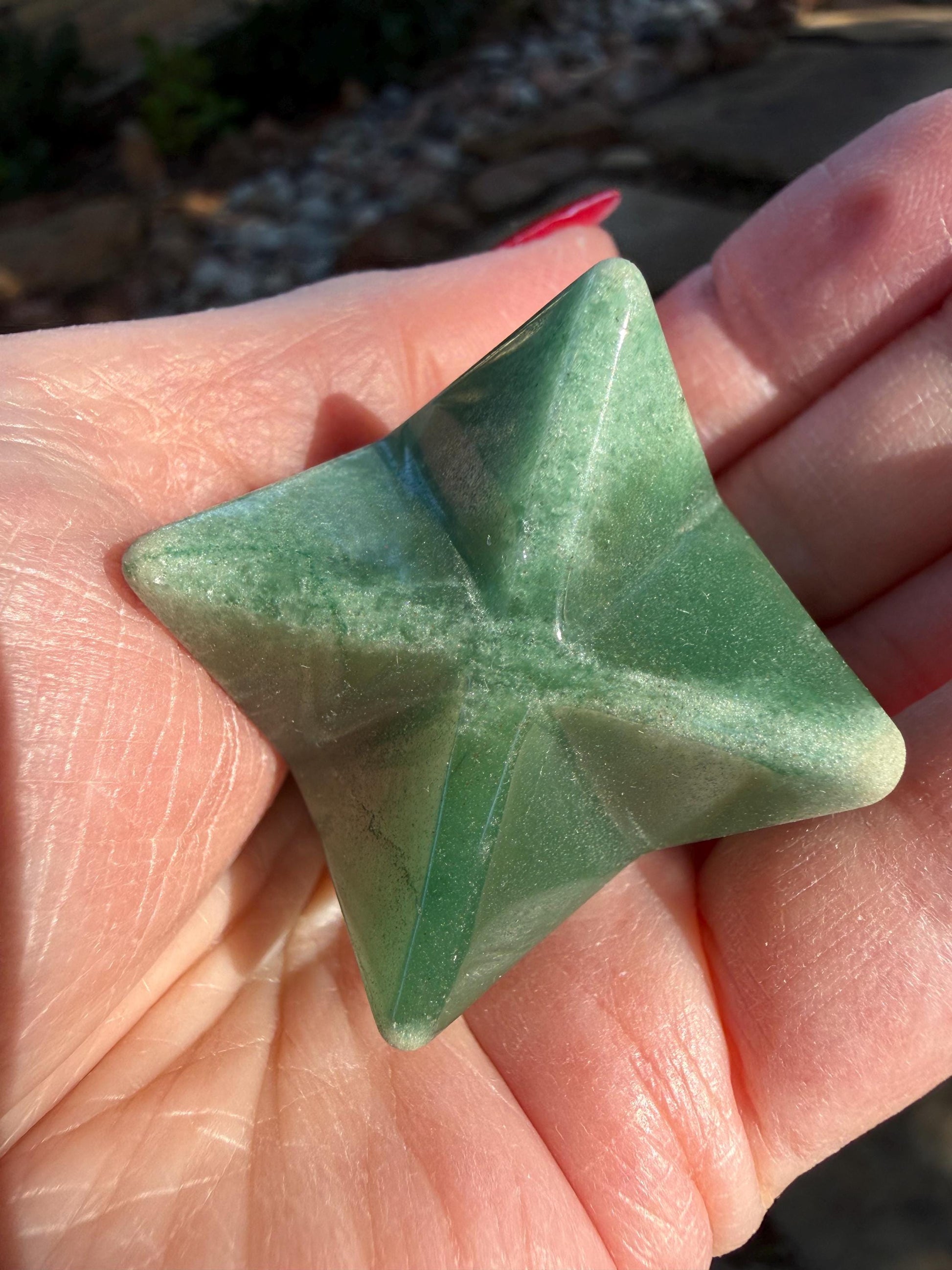Green Aventurine Merkaba Star, New, Gifts, abundance, high vibration crystal healing, 1.75”