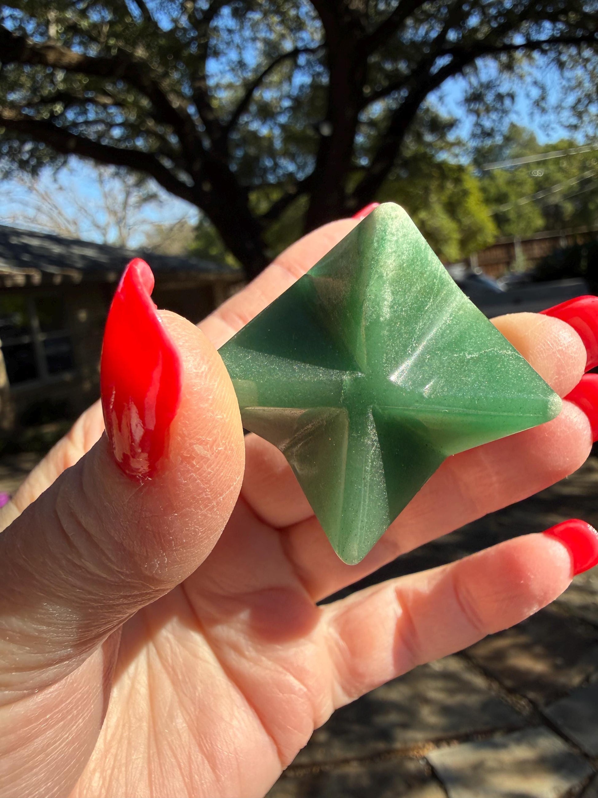 Green Aventurine Merkaba Star, New, Gifts, abundance, high vibration crystal healing, 1.75”