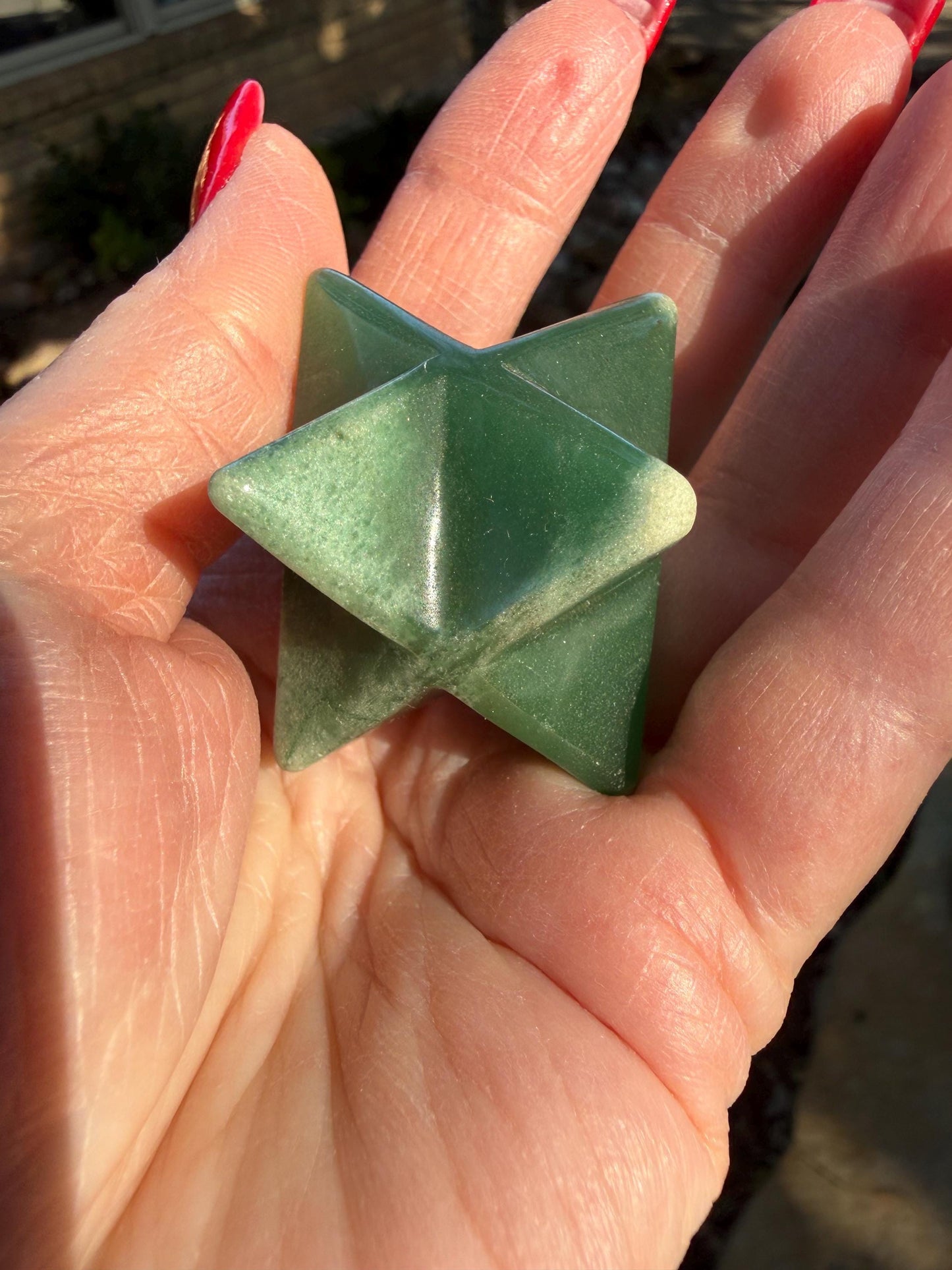 Green Aventurine Merkaba Star, New, Gifts, abundance, high vibration crystal healing, 1.75”