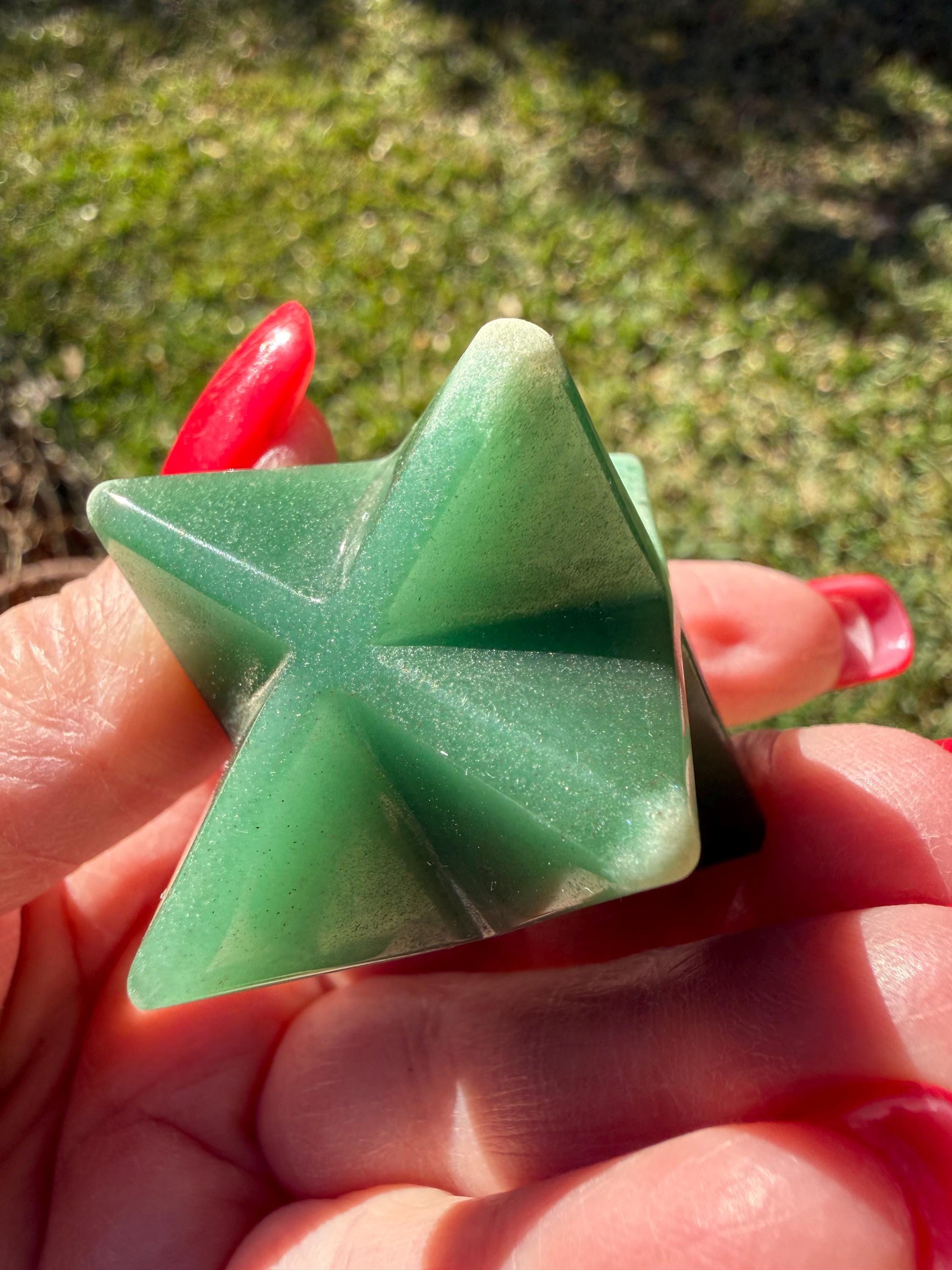 Green Aventurine Merkaba Star, New, Gifts, abundance, high vibration crystal healing, 1.75”