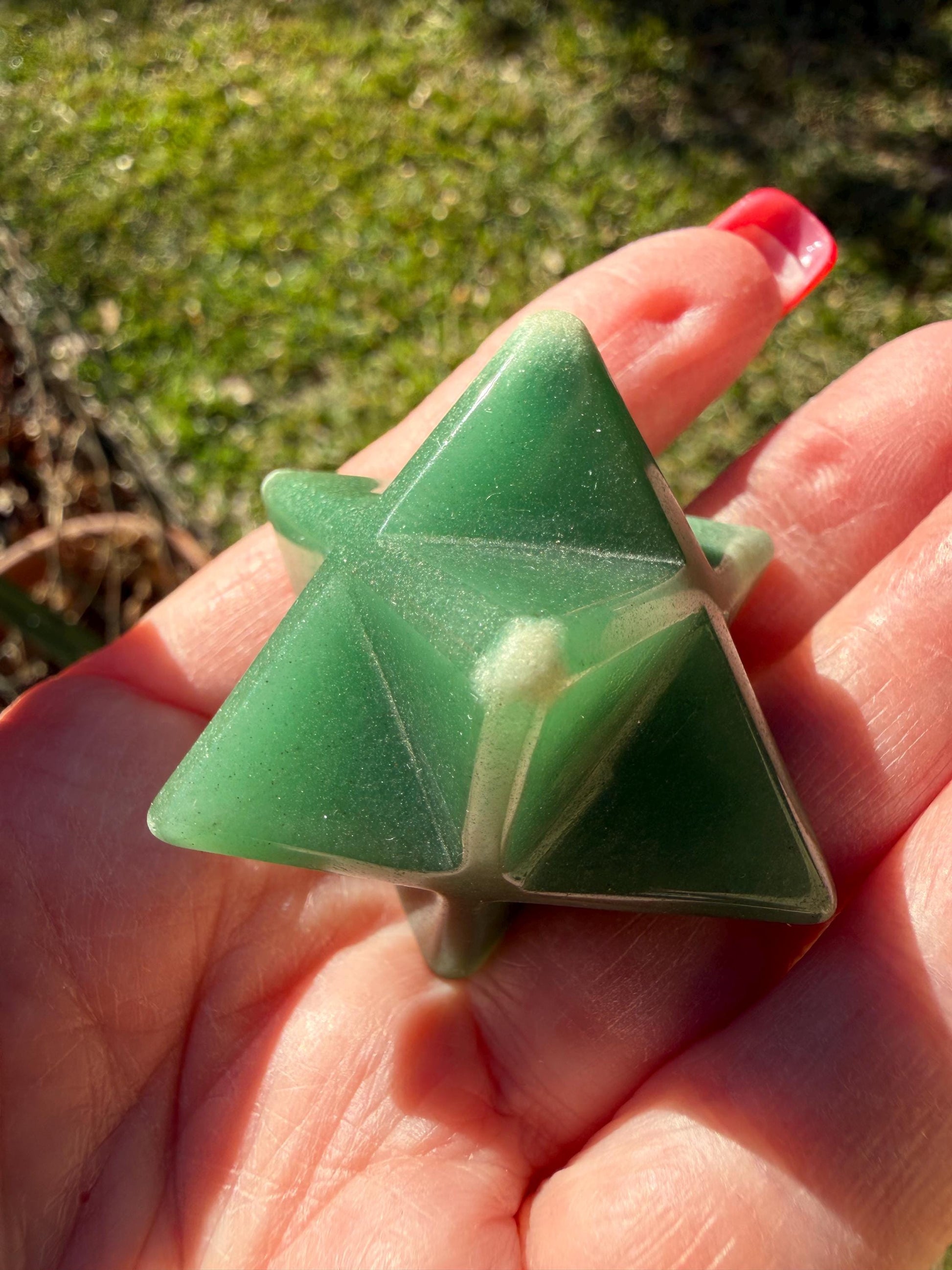 Green Aventurine Merkaba Star, New, Gifts, abundance, high vibration crystal healing, 1.75”