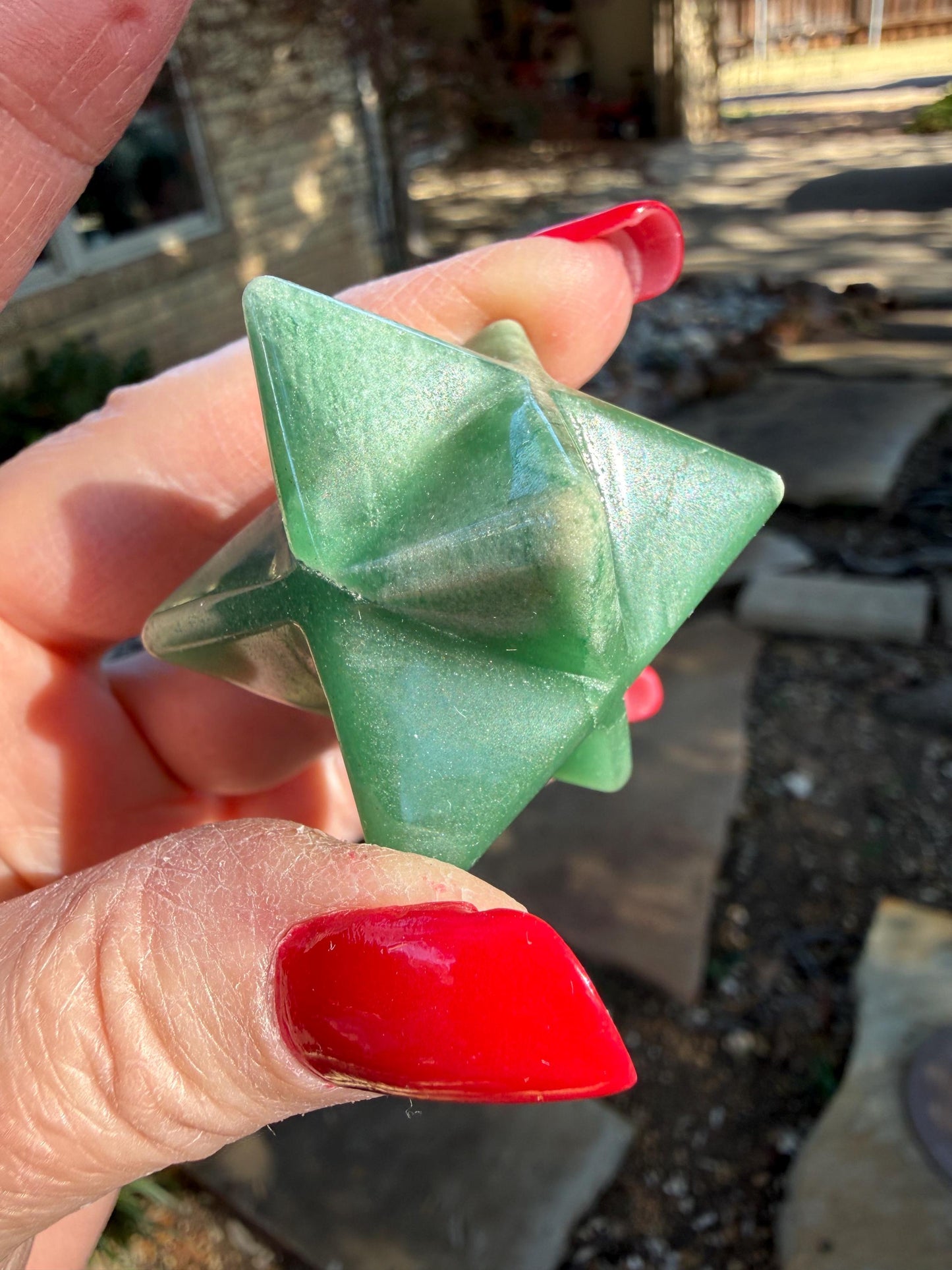 Green Aventurine Merkaba Star, New, Gifts, abundance, high vibration crystal healing, 1.75”