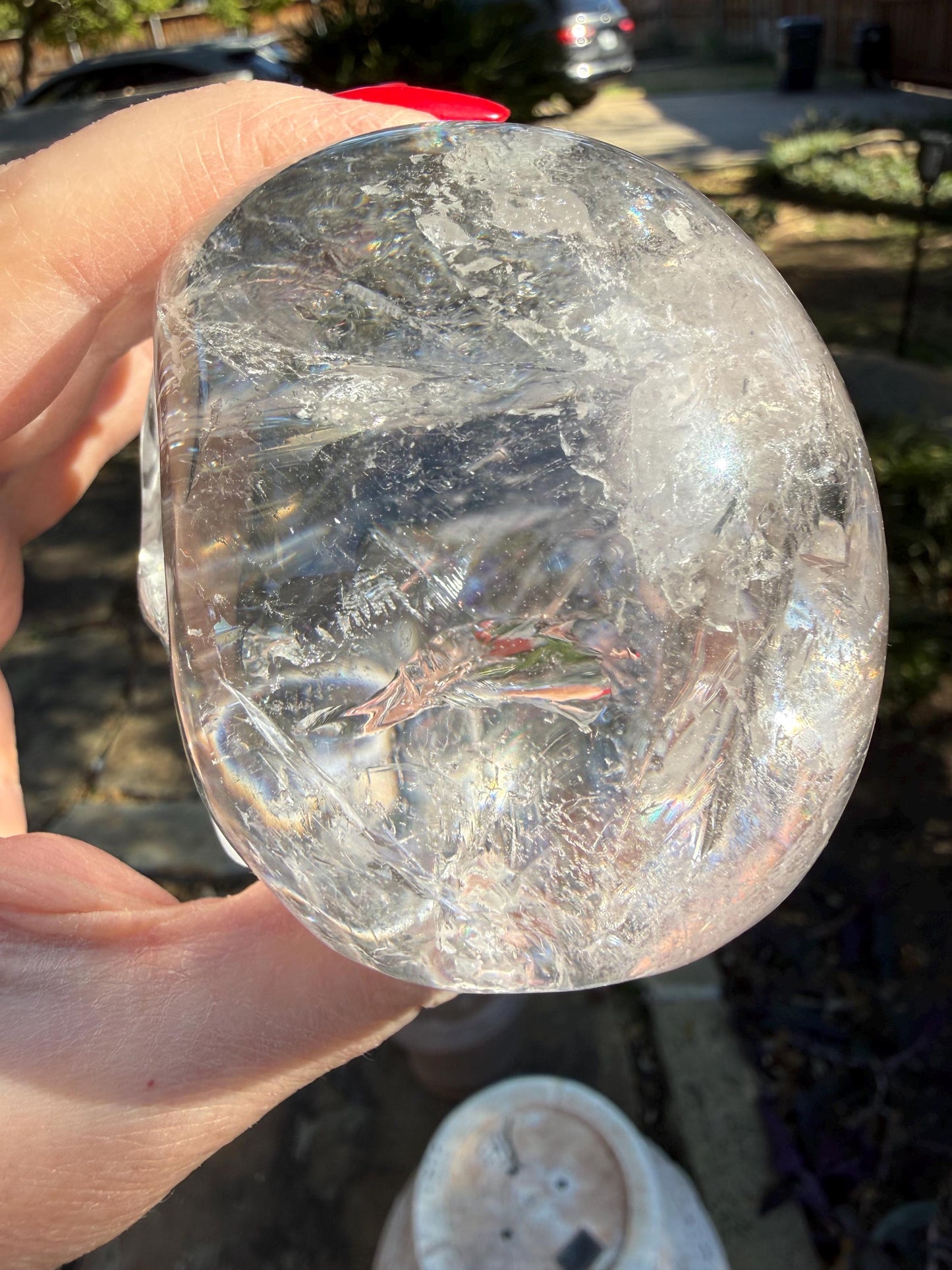 Lemurian Quartz stunning skull carving, high vibration crystals, altar, 3.3”