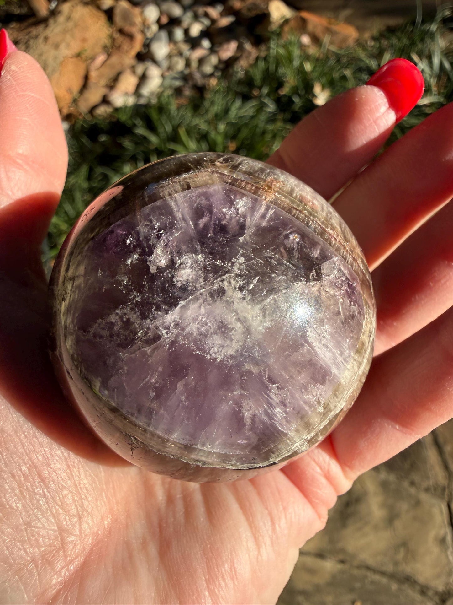 Large Super 7 sphere, New, 7.1”, gifts, altar, high vibration crystal, crystals