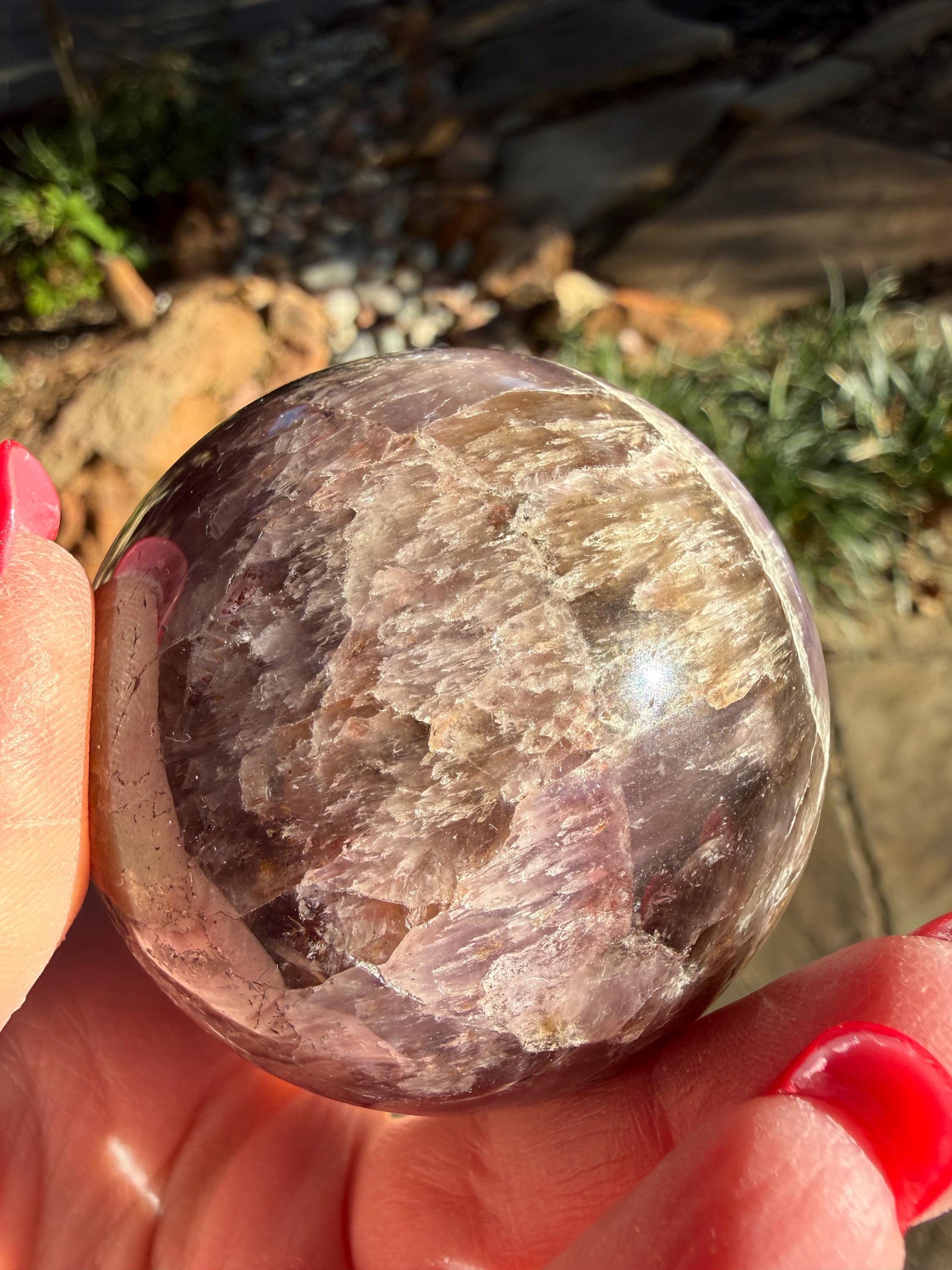 Large Super 7 sphere, New, 7.1”, gifts, altar, high vibration crystal, crystals