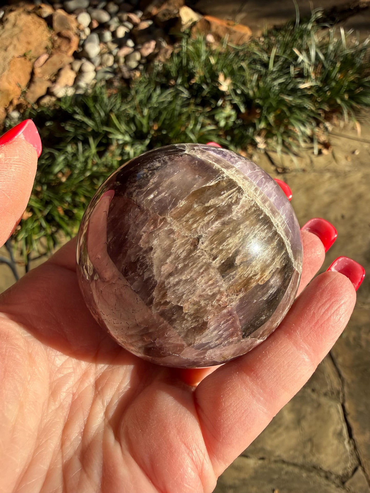 Large Super 7 sphere, New, 7.1”, gifts, altar, high vibration crystal, crystals