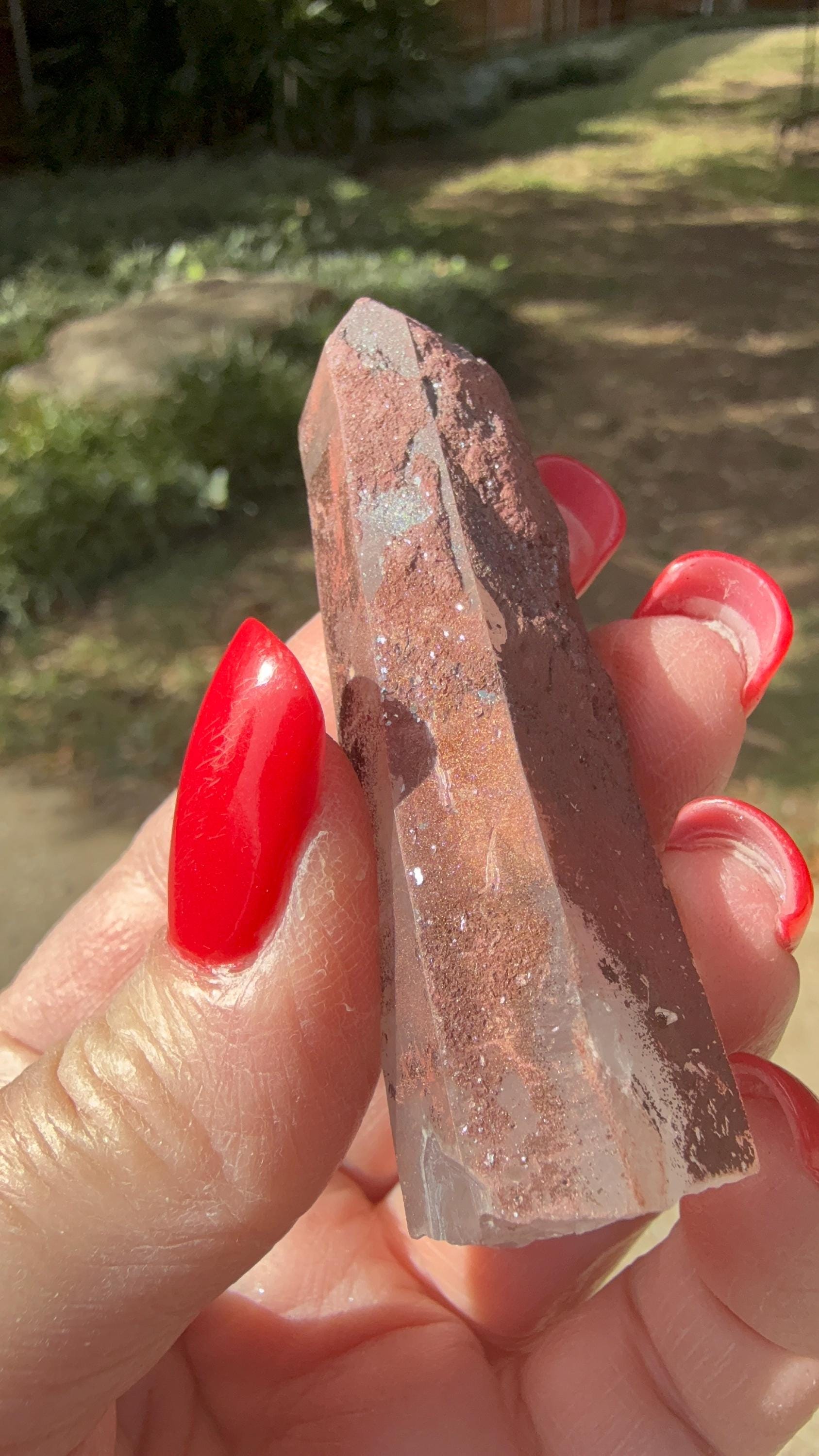 Purple Dragon Lemurian Wand, new, high quality, striations, crystal healing, 2.5”, hematite, premium