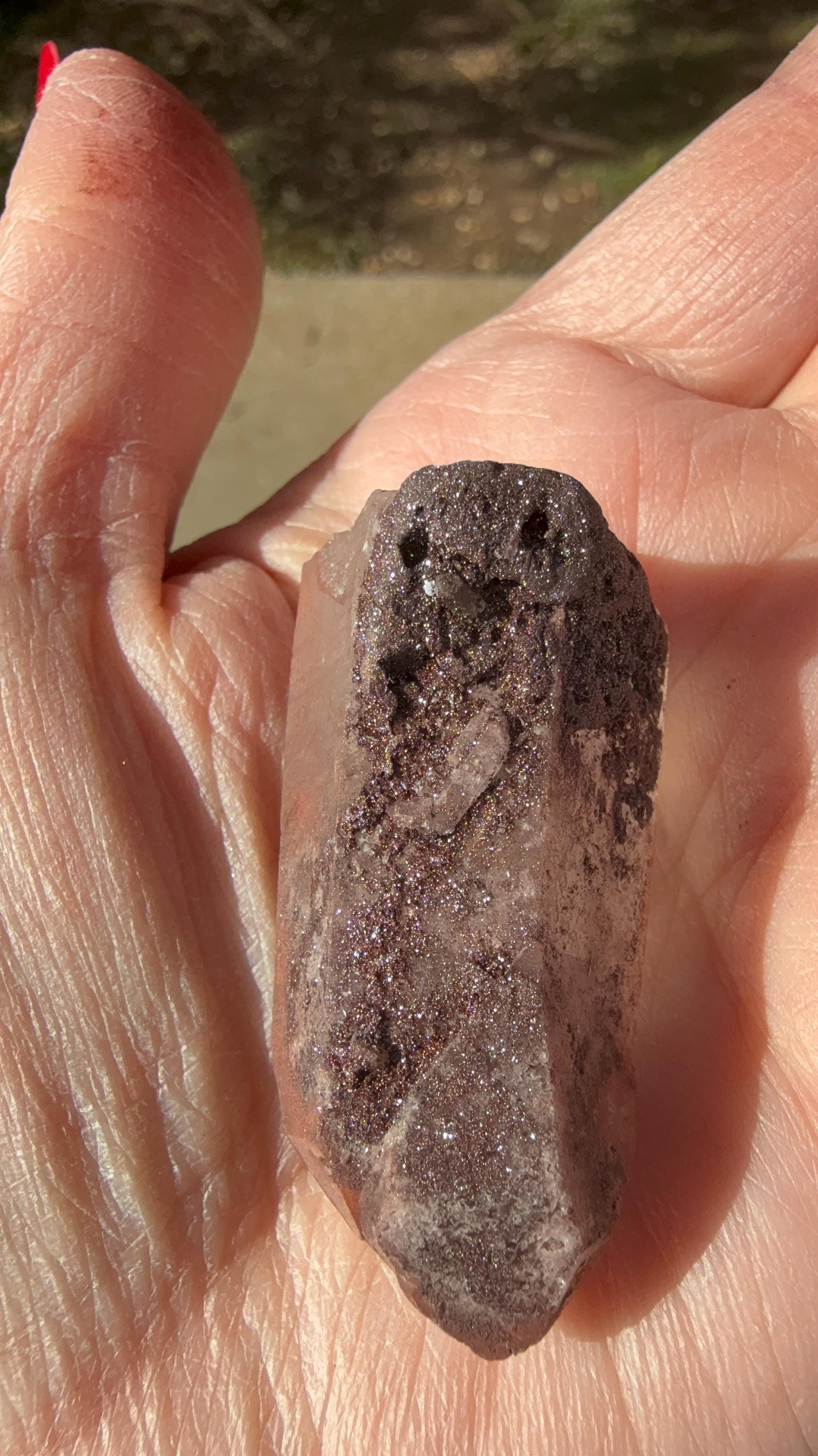 Purple Dragon Lemurian Wand, new, high quality, striations, crystal healing, 2”, hematite, premium