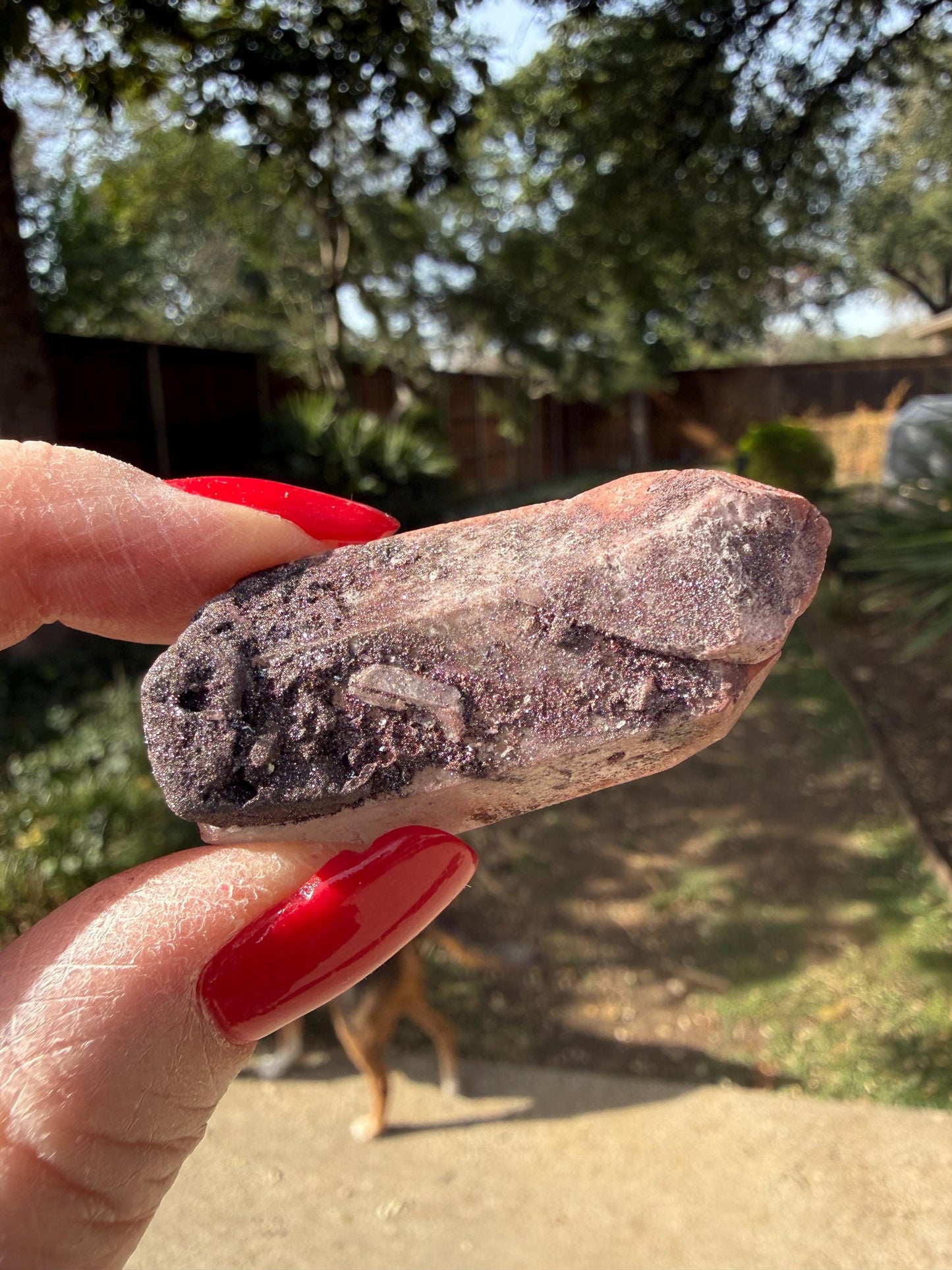 Purple Dragon Lemurian Wand, new, high quality, striations, crystal healing, 2”, hematite, premium
