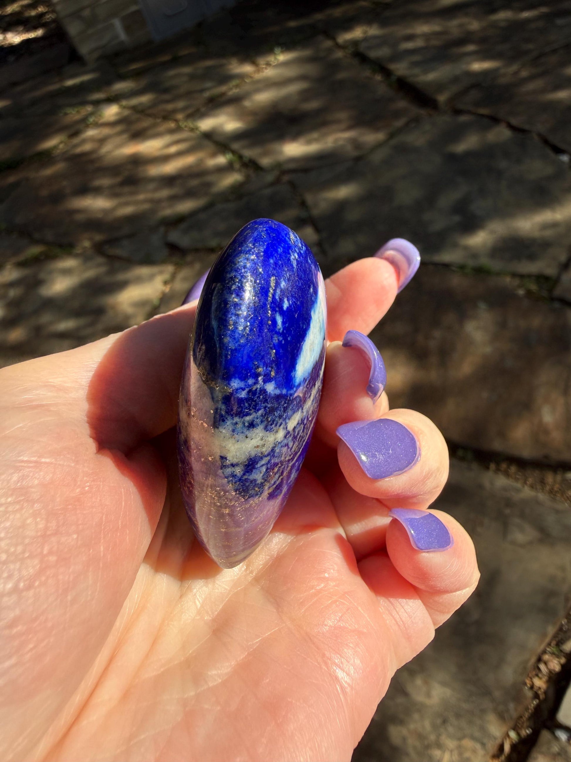 Lapis Lazuli Heart, gold pyrite flash, 2.5”, high vibration crystal healing, altar