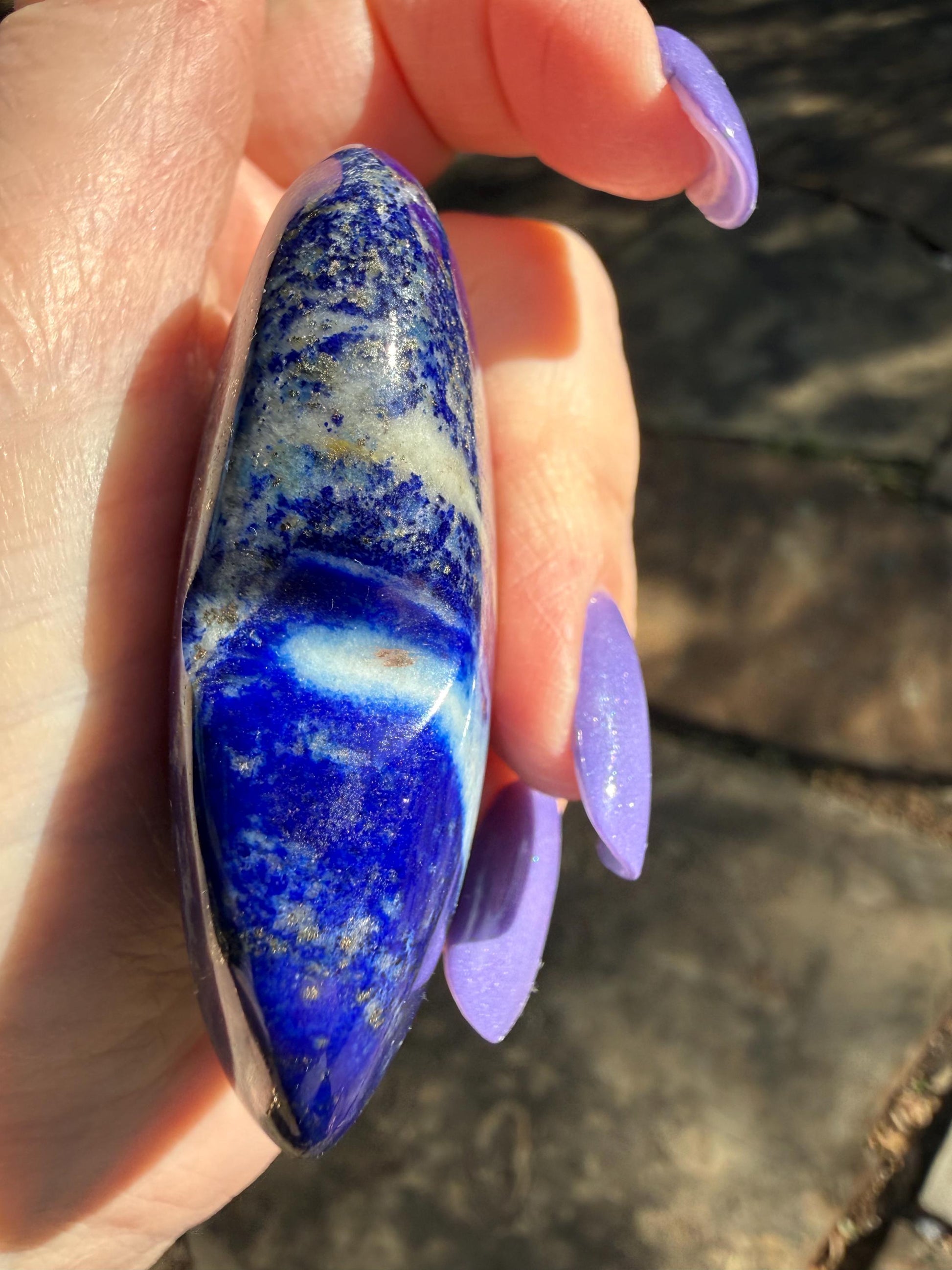 Lapis Lazuli Heart, gold pyrite flash, 2.5”, high vibration crystal healing, altar