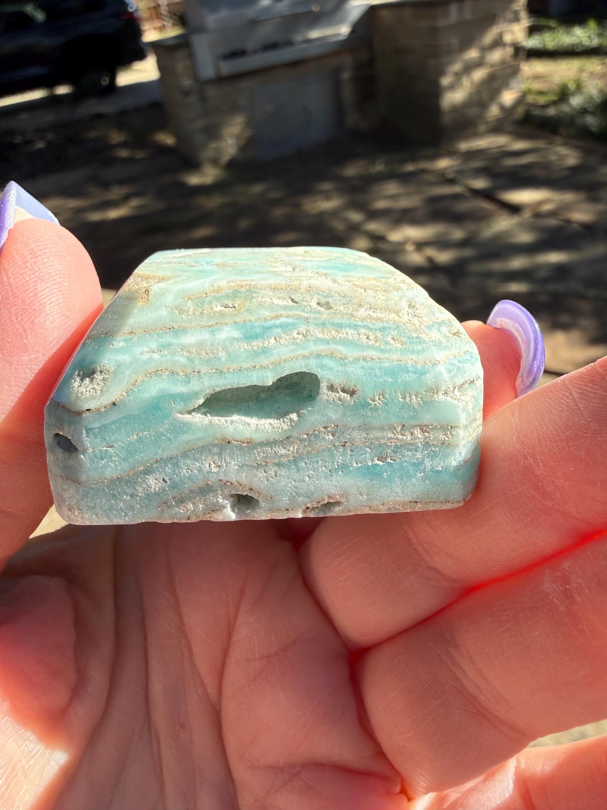 Blue Aragonite Cake Slice, New, Freeform Beauty, Crystal Healing, High Vibration Crystals, 1.75”