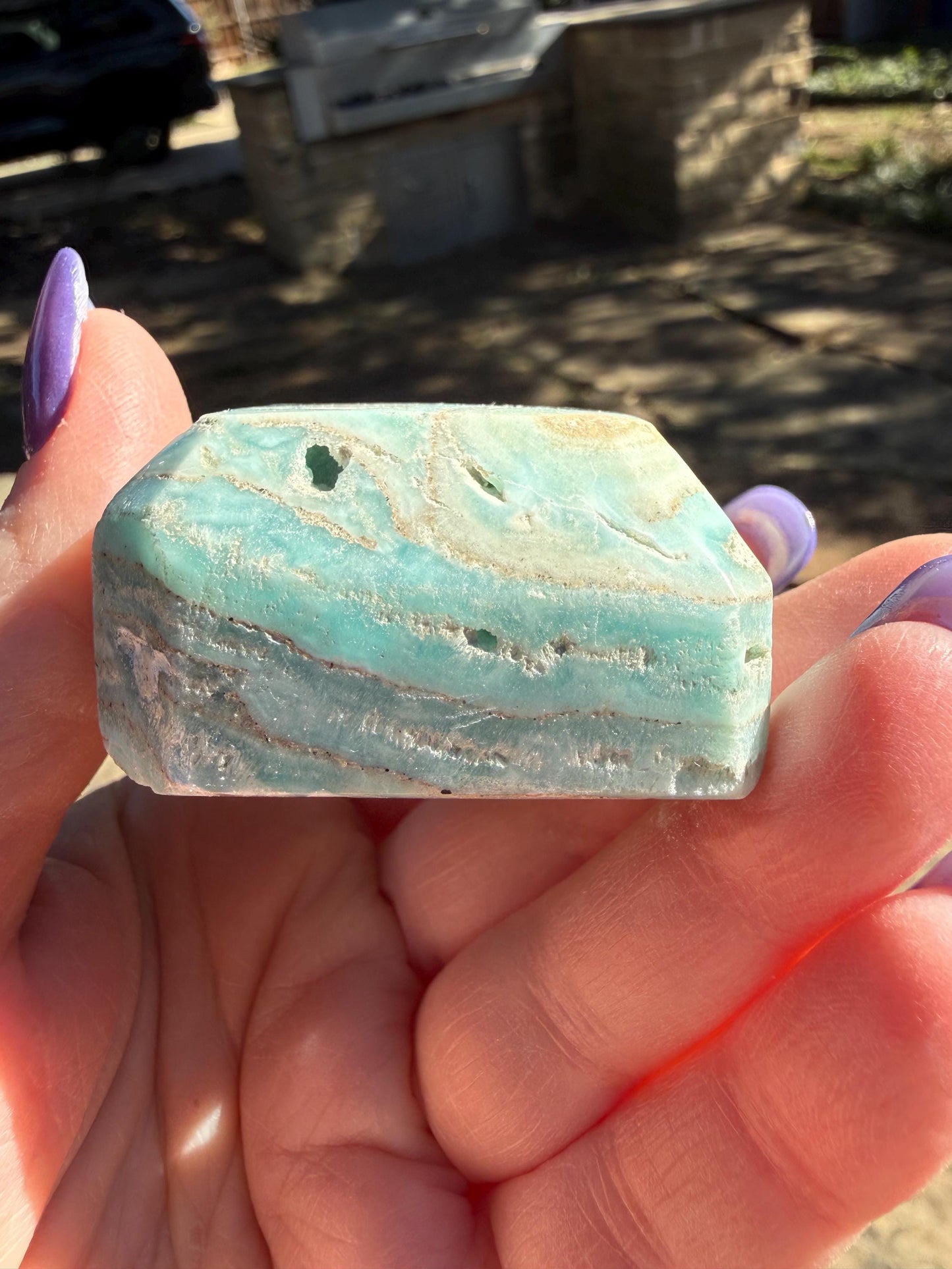 Blue Aragonite Cake Slice, New, Freeform Beauty, Crystal Healing, High Vibration Crystals, 1.75”